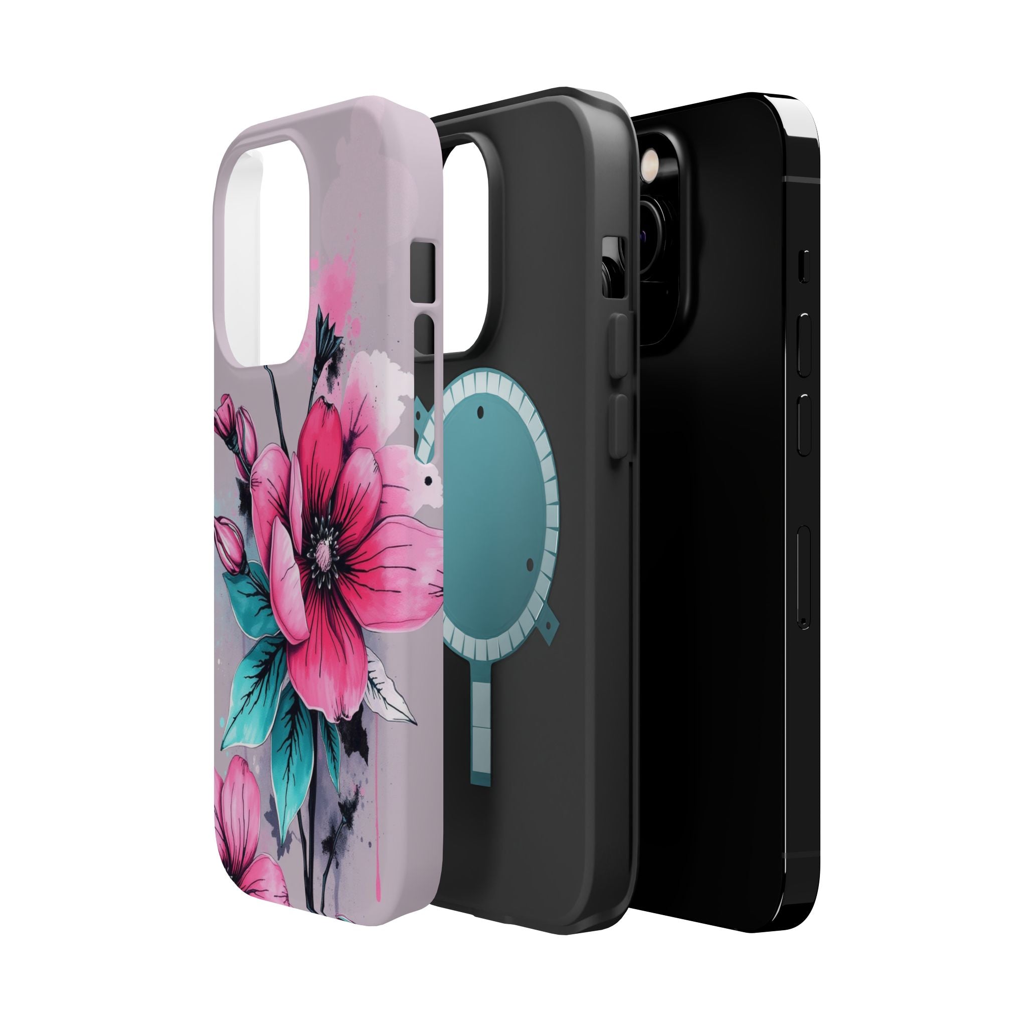 iPhone Mint And Blush Floral Ink Wash Slim Everyday Designer Case · iPhone Case