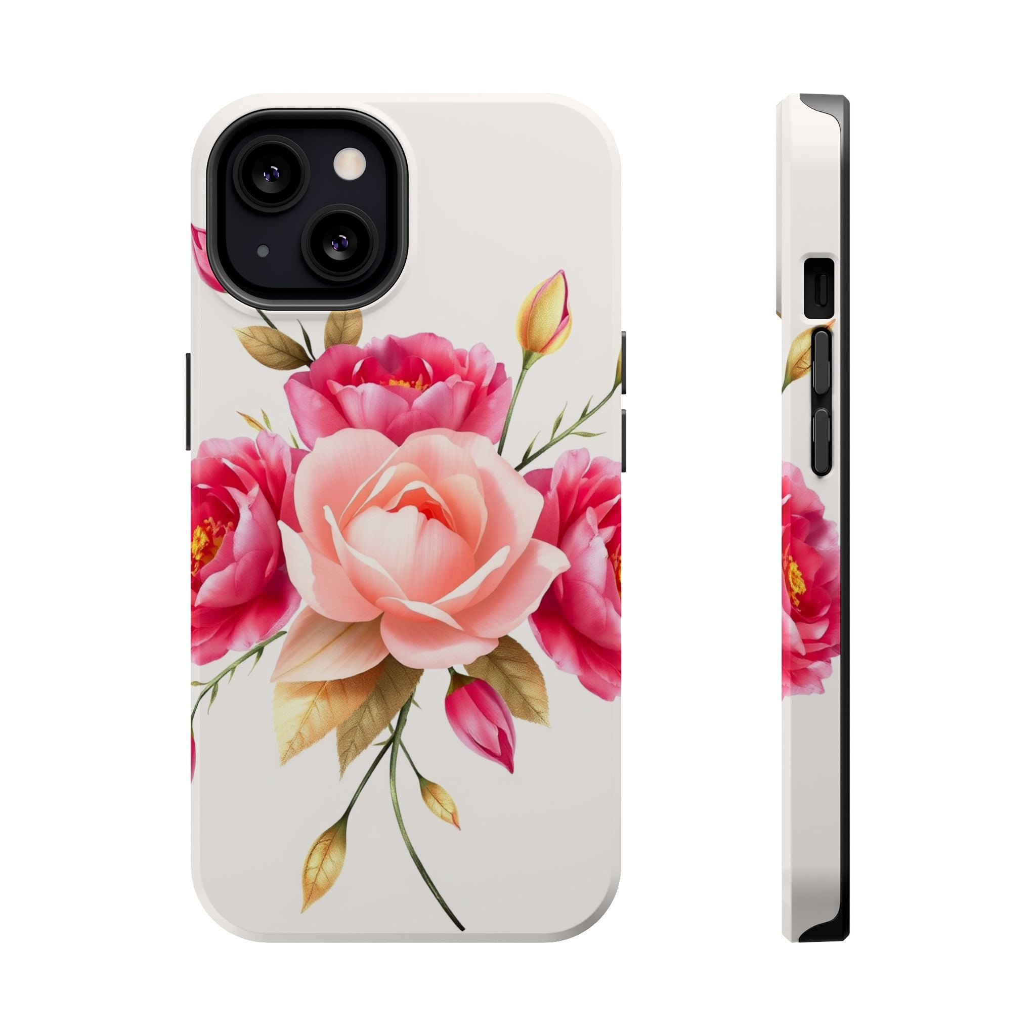 iPhone Rose Pink And Cream Neon Floral Slim Everyday Designer Case · iPhone Case