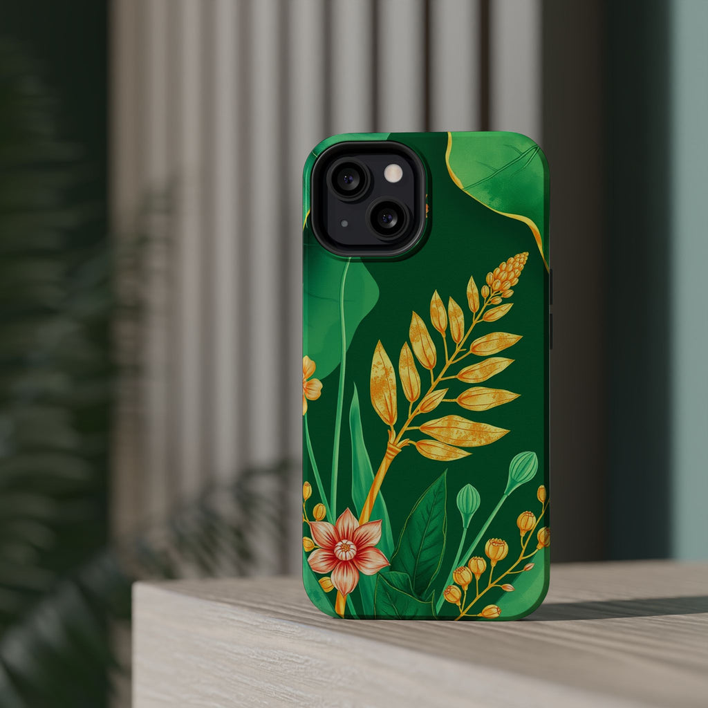 iPhone Emerald Green And Gold Botanical Illustration Ga Slim Snap Case · iPhone