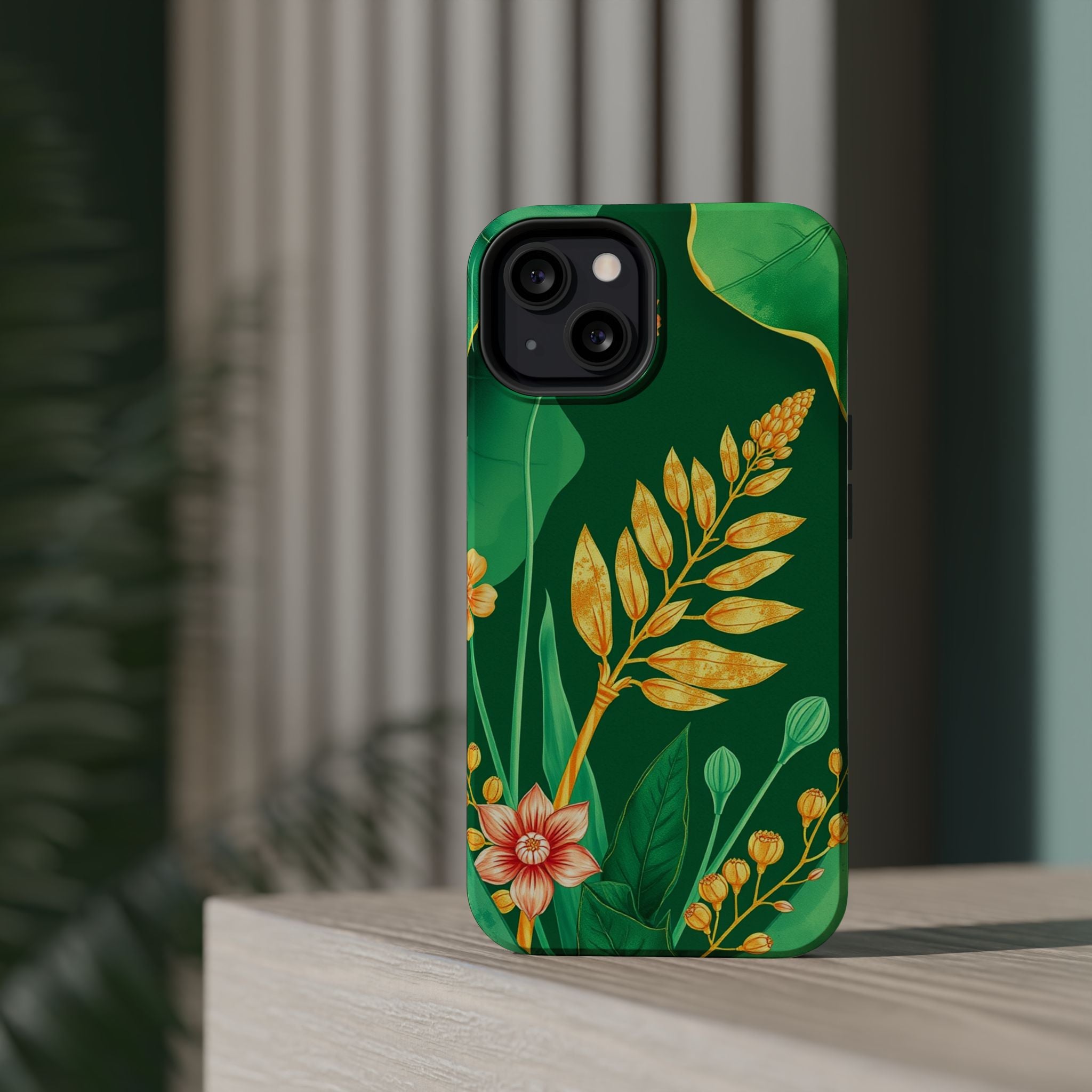 iPhone Emerald Green And Gold Botanical Illustration Ga Slim Snap Case · iPhone