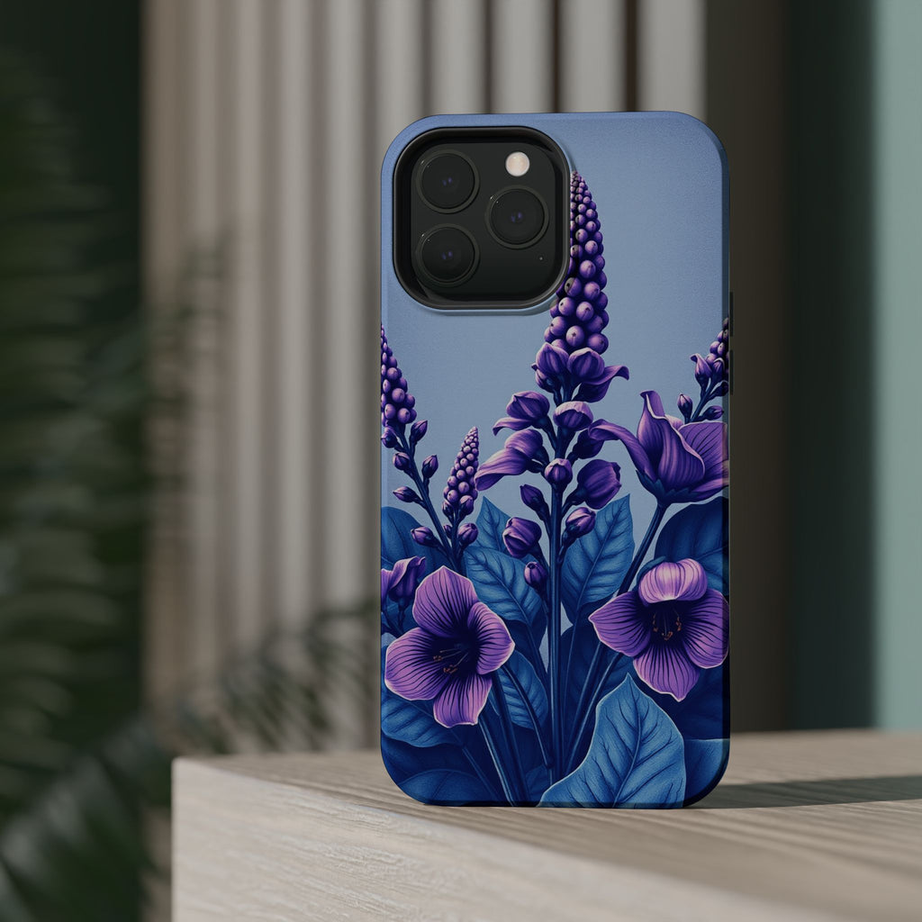 iPhone Indigo And Violet Botanical Illustration Soft iPhone Finish · iPhone Case