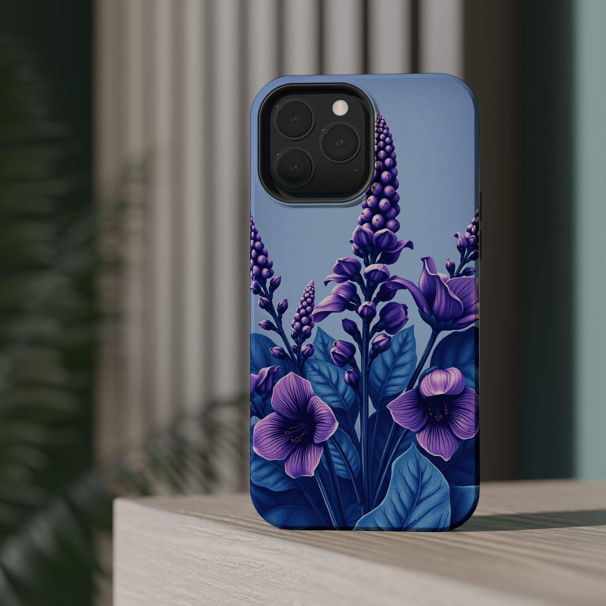 iPhone Indigo And Violet Botanical Illustration Soft iPhone Finish · iPhone Case