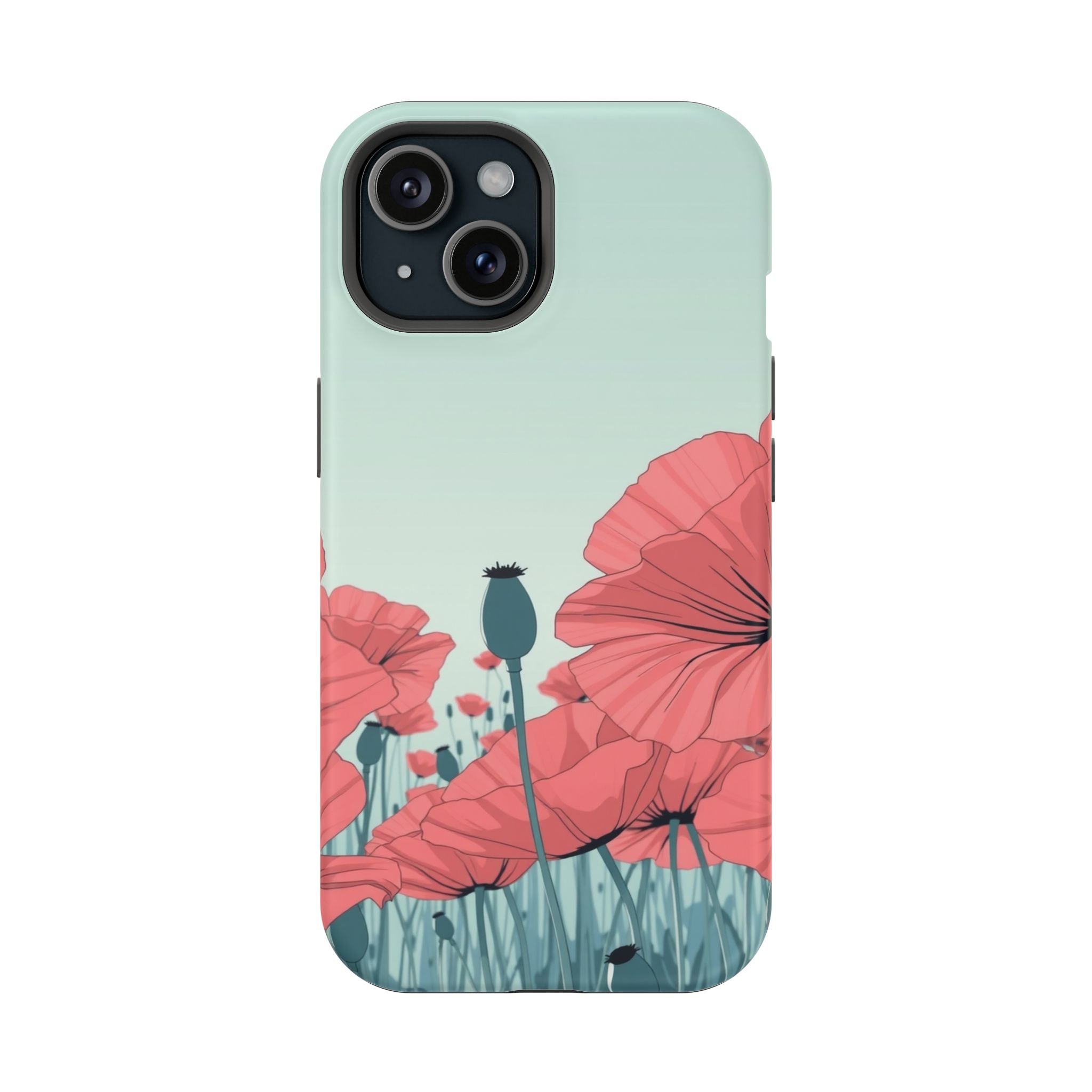iPhone Mint And Blush Poppy Field Bold Modern Everyday Snap Case · iPhone Case