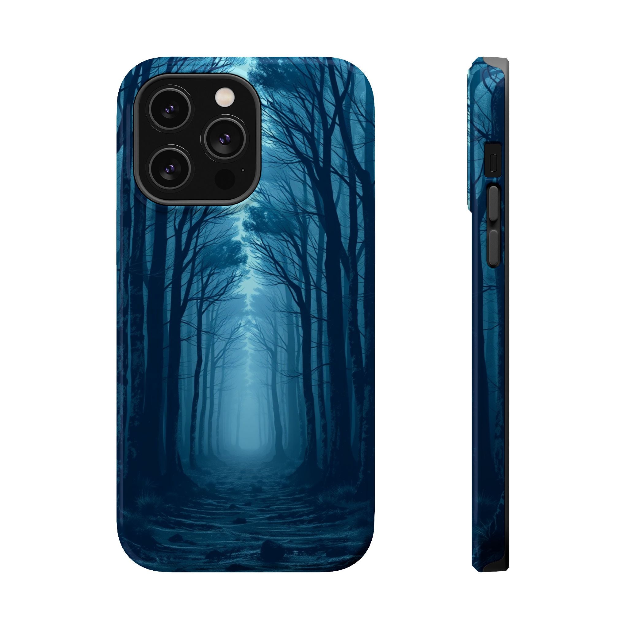 iPhone Midnight Blue And Silver Misty Forest Path iPhone Clean Minimal · iPhone