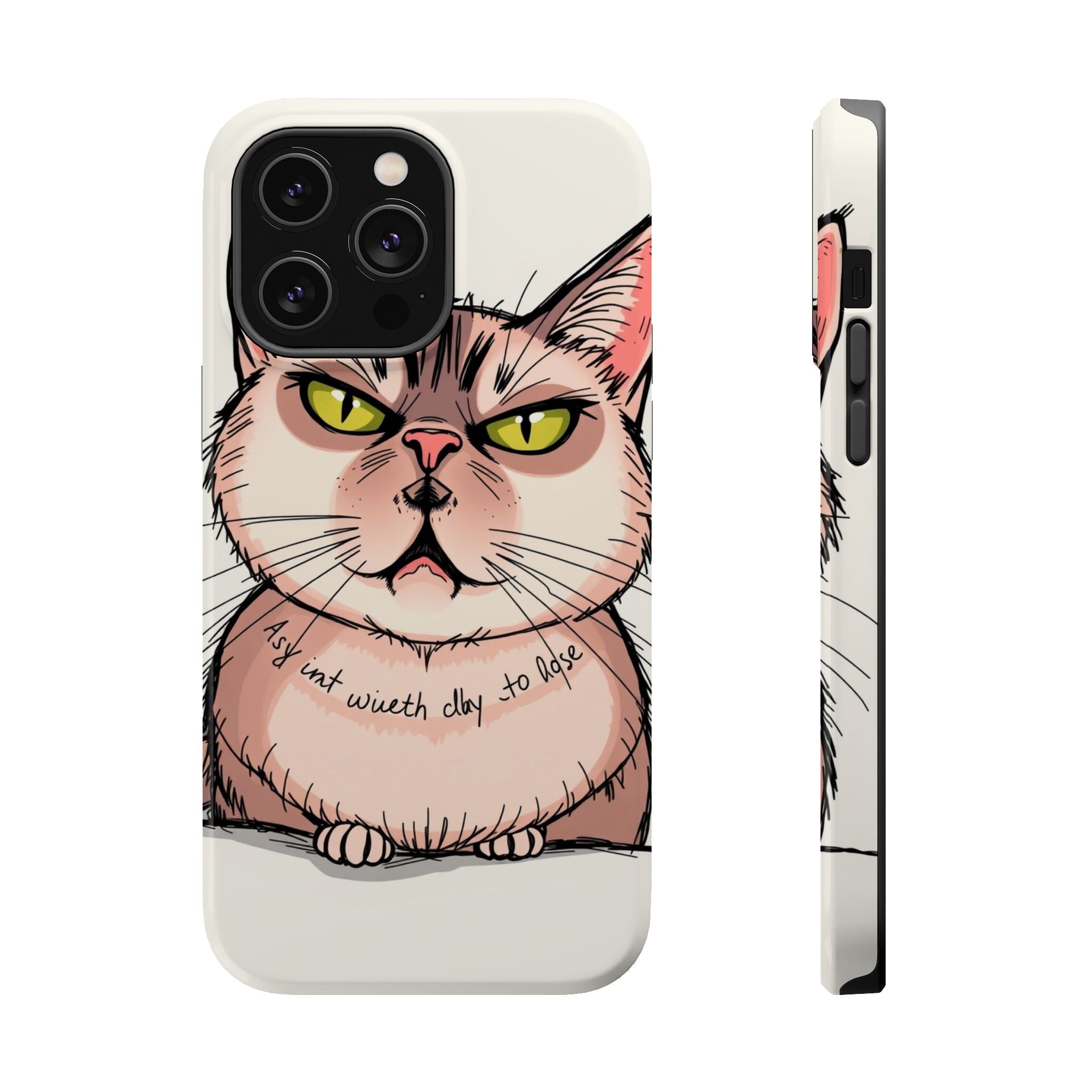 iPhone Sarcastic Cat Verdict Hand-Drawn Sketch Soft Finish Everyday Case · iPhon