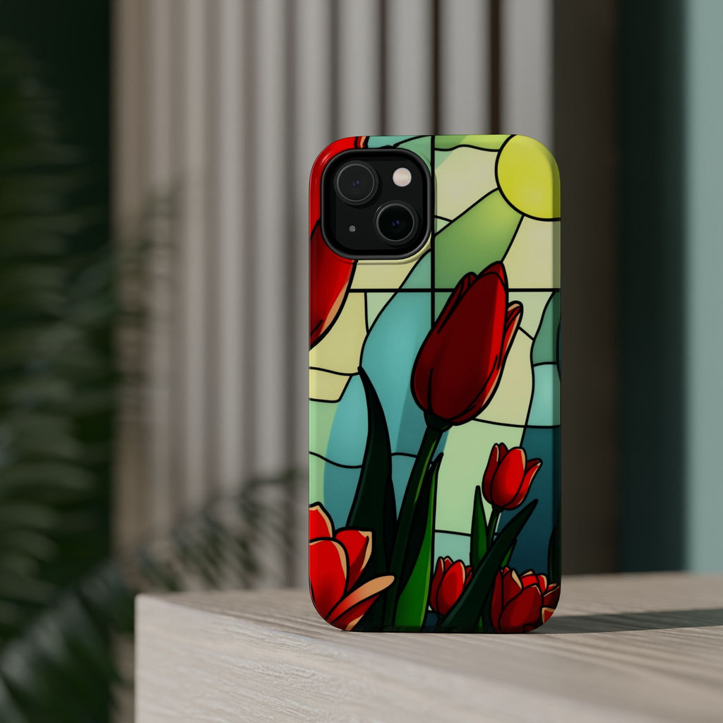 iPhone Tulip Row Stained Glass Slim Everyday Designer Case · iPhone Case