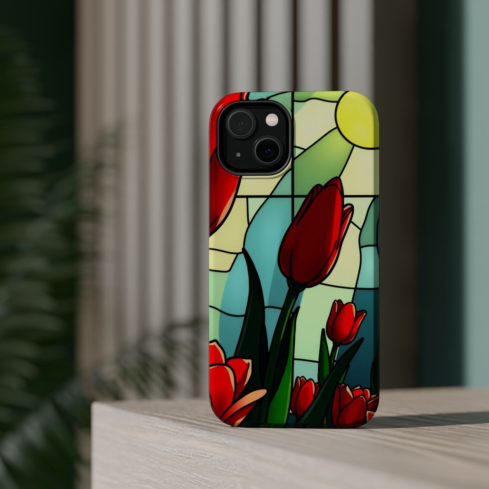 iPhone Tulip Row Stained Glass Slim Everyday Designer Case · iPhone Case