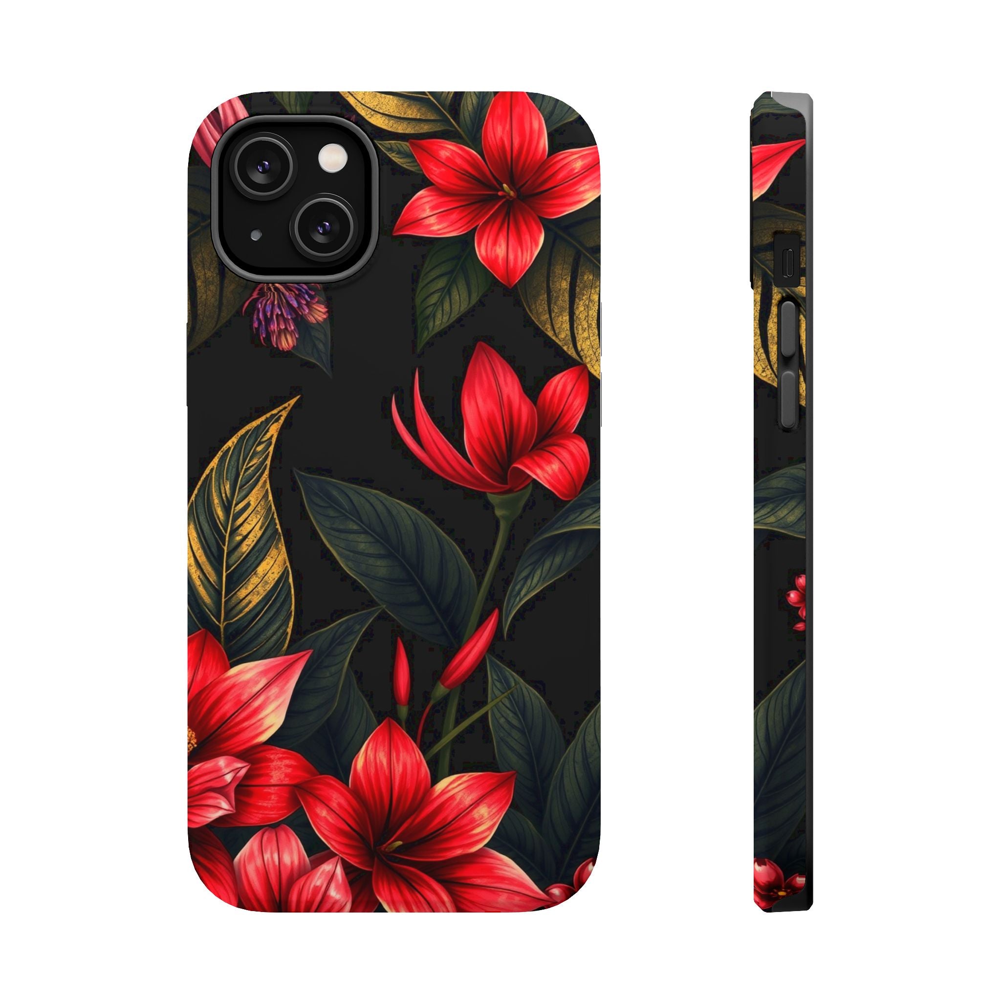 iPhone Black And Crimson Jungle Floral Slim Everyday Designer Case · iPhone Case