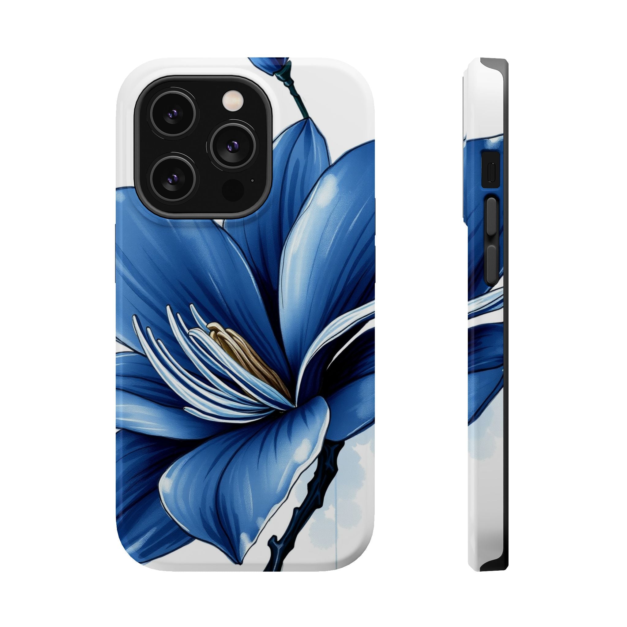 iPhone Midnight Blue And Silver Magnolia Dream Soft iPhone Finish · iPhone Case