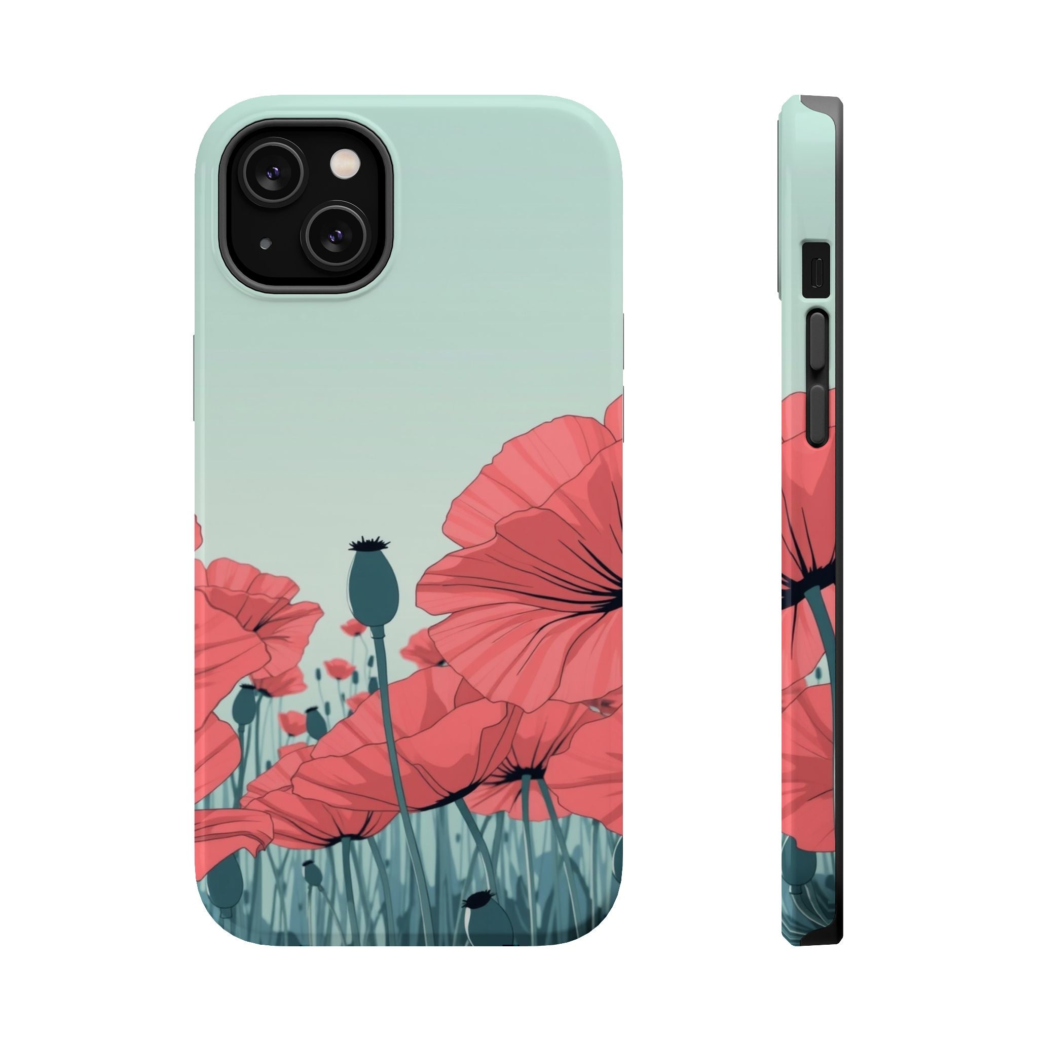 iPhone Mint And Blush Poppy Field Bold Modern Everyday Snap Case · iPhone Case