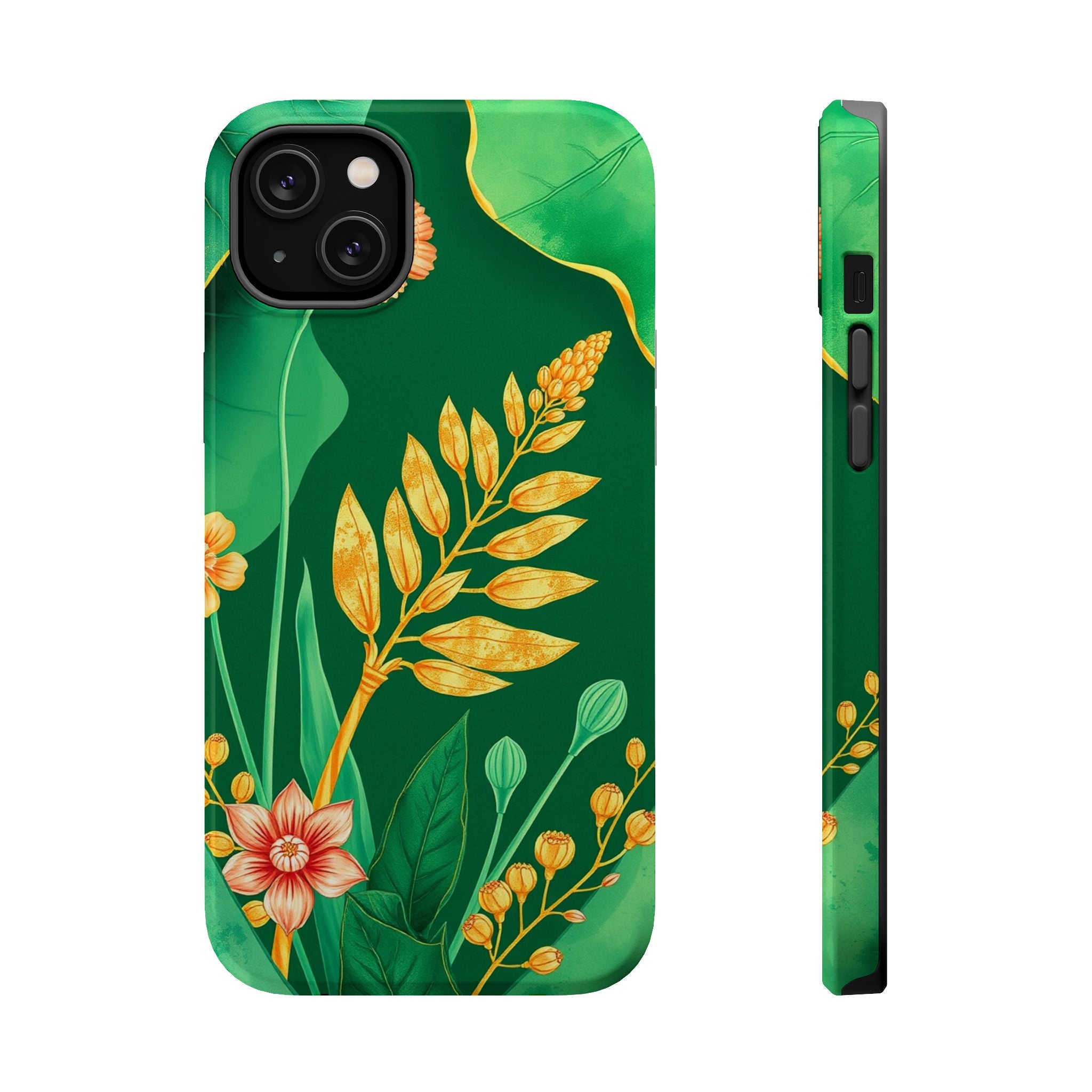 iPhone Emerald Green And Gold Botanical Illustration Ga Slim Snap Case · iPhone