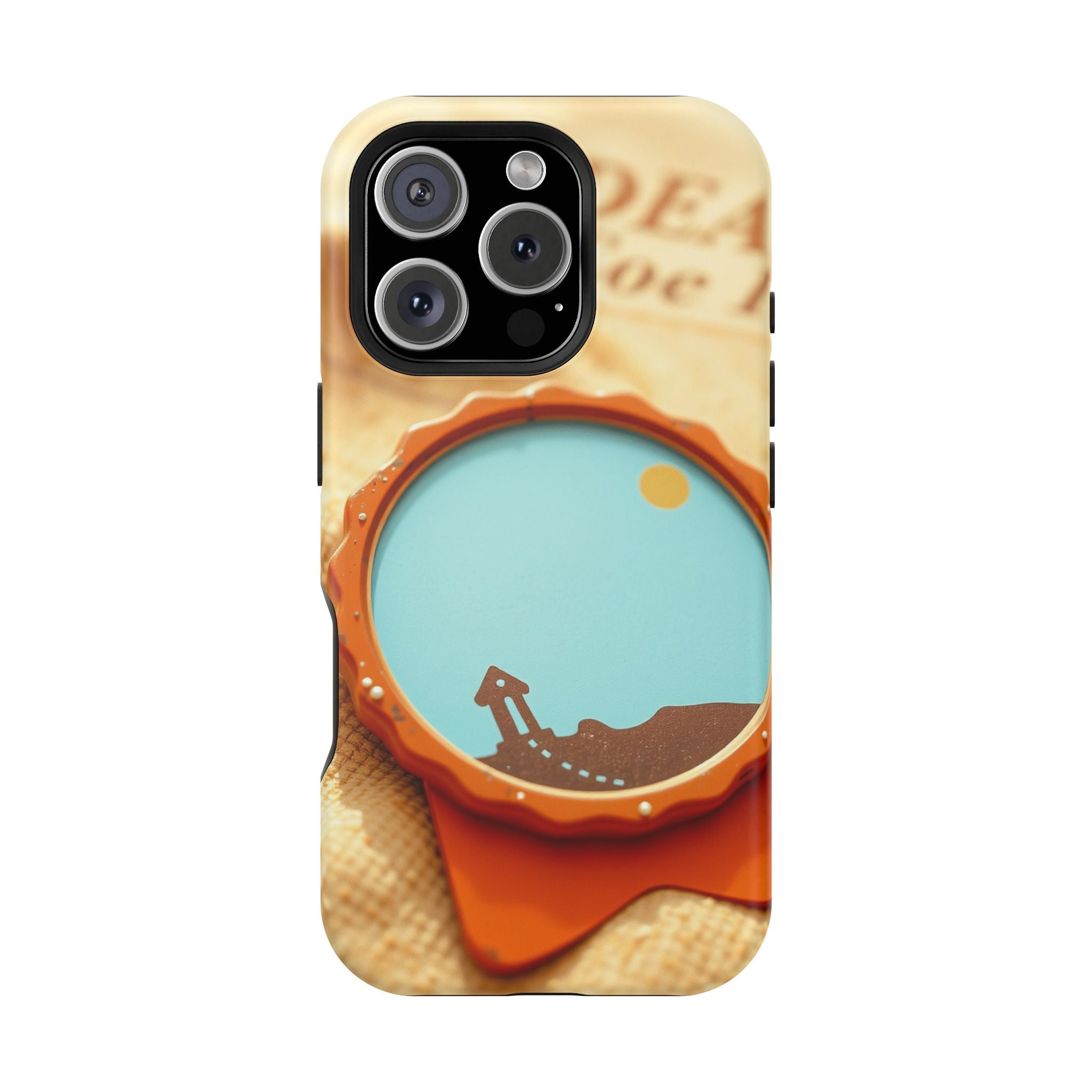iPhone Burnt Orange And Sand Retro Travel Badge Soft Finish Everyday Case · iPho