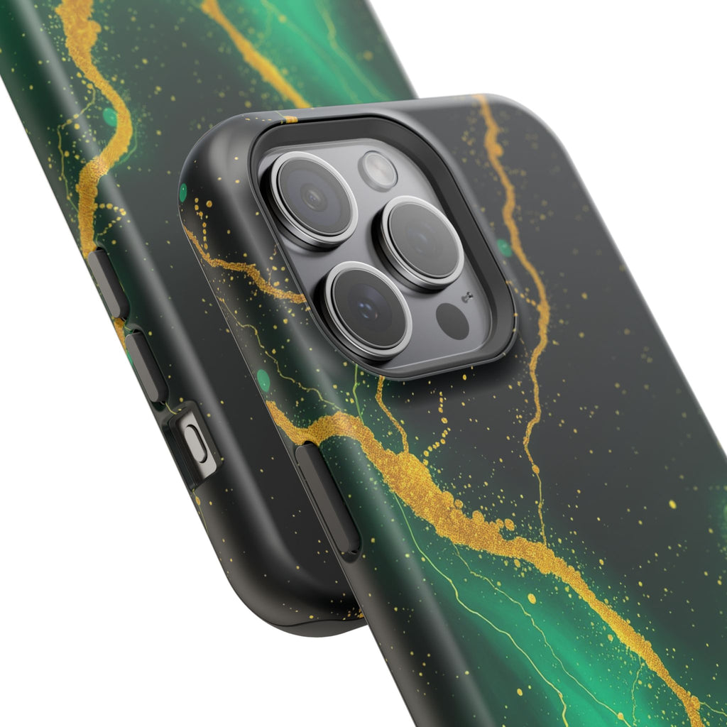 iPhone Emerald Green And Gold Petal Storm Slim iPhone Everyday Designer · iPhone