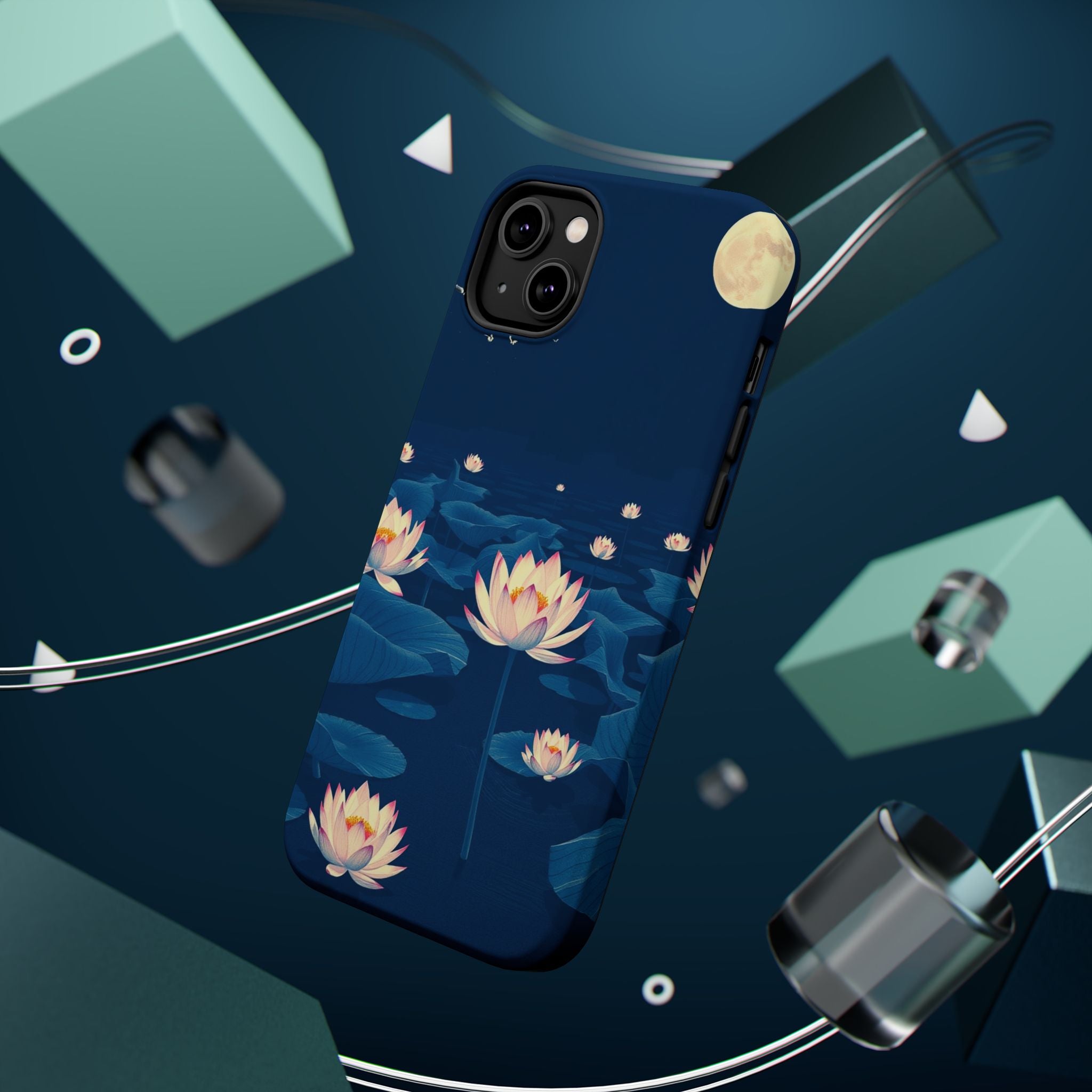 iPhone Midnight Blue And Silver Lotus Pond Slim iPhone Everyday · iPhone Case