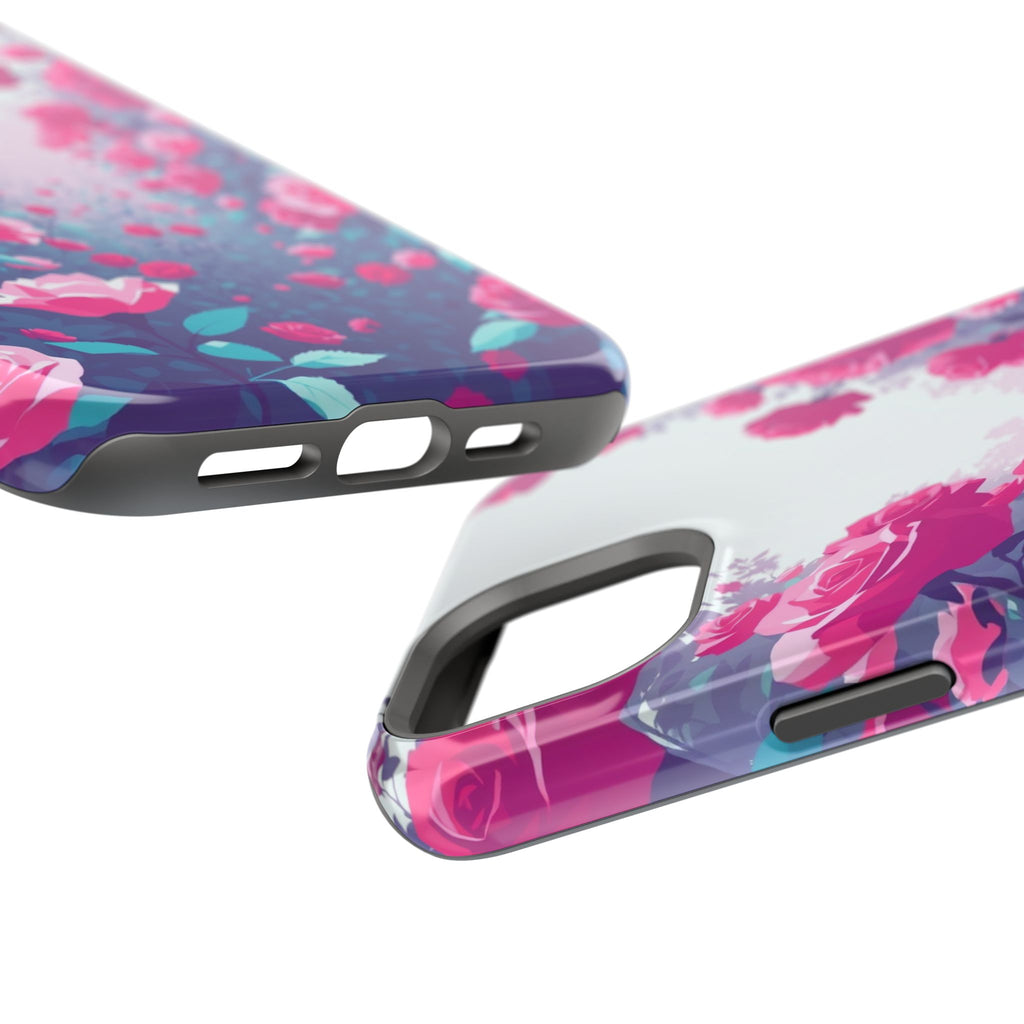 iPhone Cyan And Magenta Rose Garden Slim Everyday Designer Case · iPhone Case