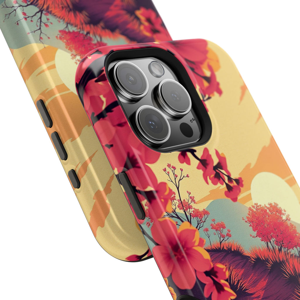 iPhone Sunset Amber And Peach Blossom Trail Soft iPhone 15 Finish · iPhone Case