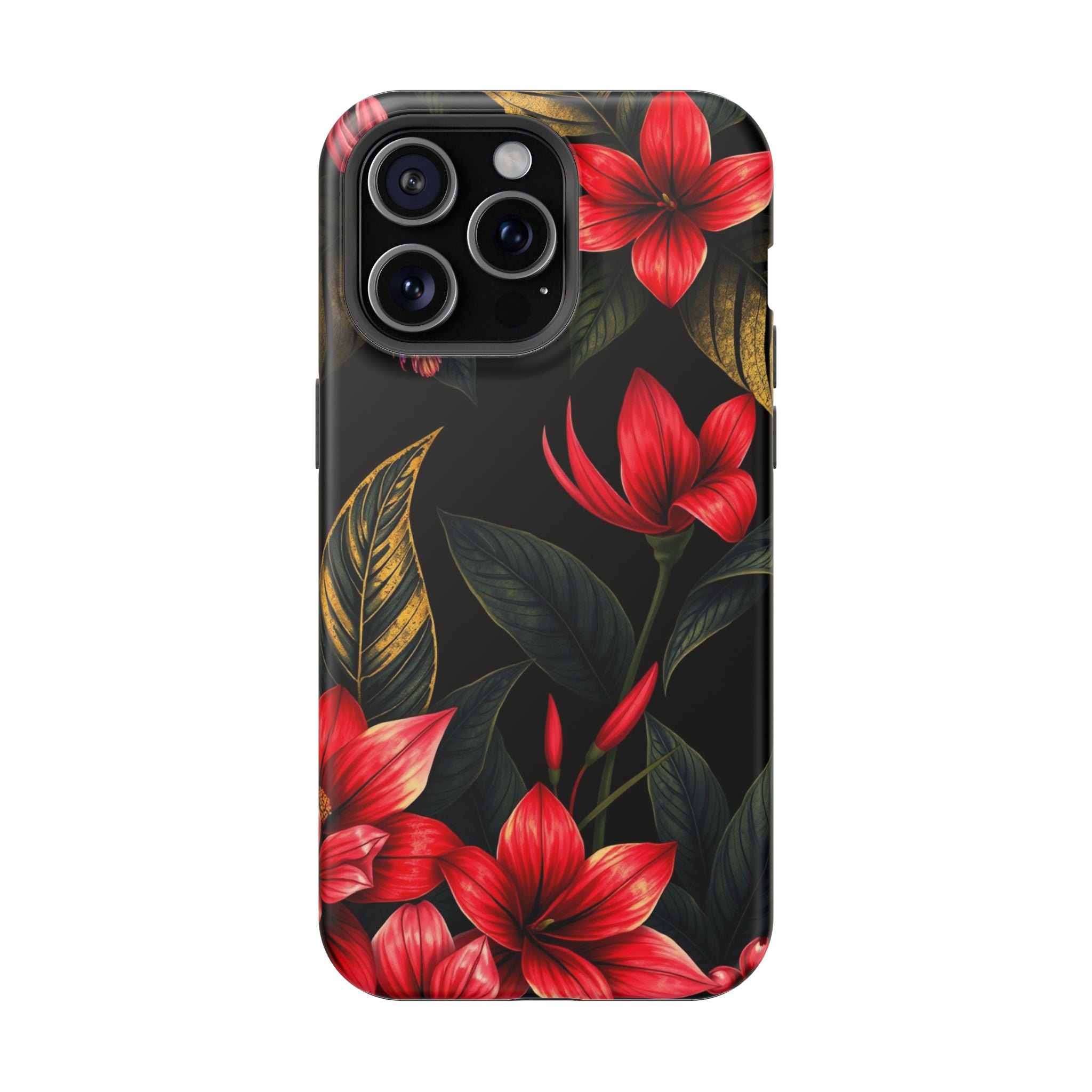 iPhone Black And Crimson Jungle Floral Slim Everyday Designer Case · iPhone Case