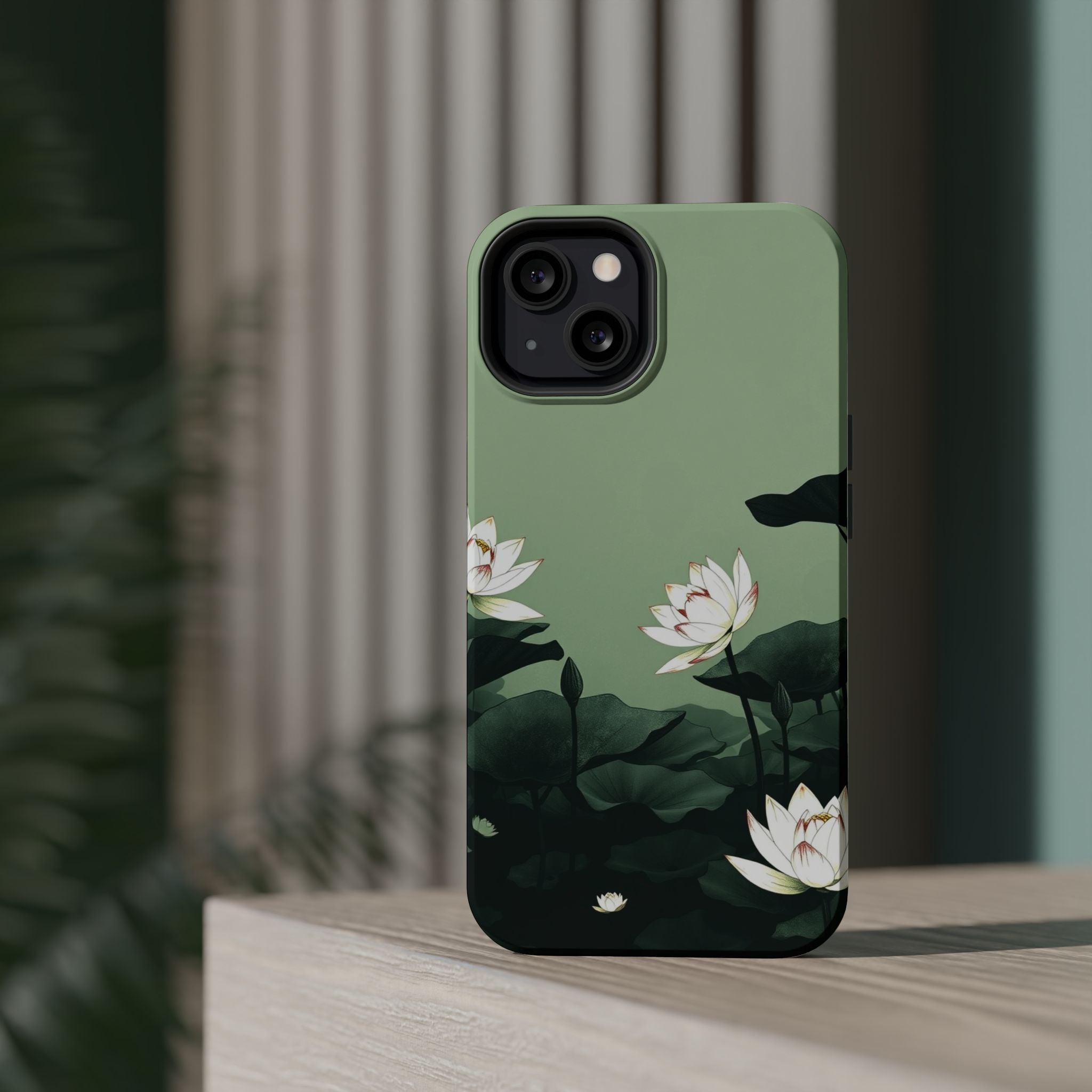 iPhone Sage And Ivory Lotus Pond Bold Modern Everyday Snap Case · iPhone Case