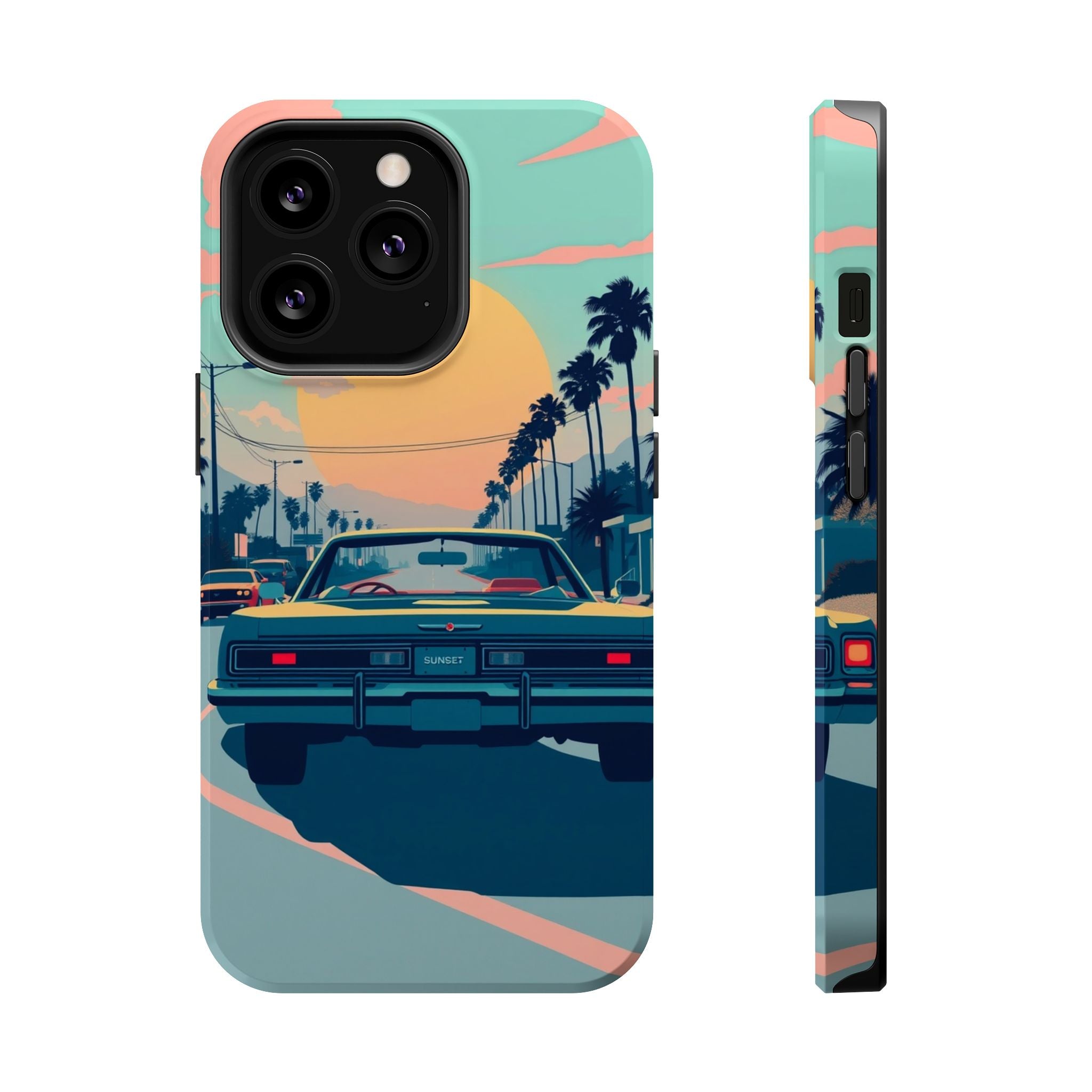 iPhone Sunset Drive 80s Pop Art Bold Slim Everyday Designer Case · iPhone Case