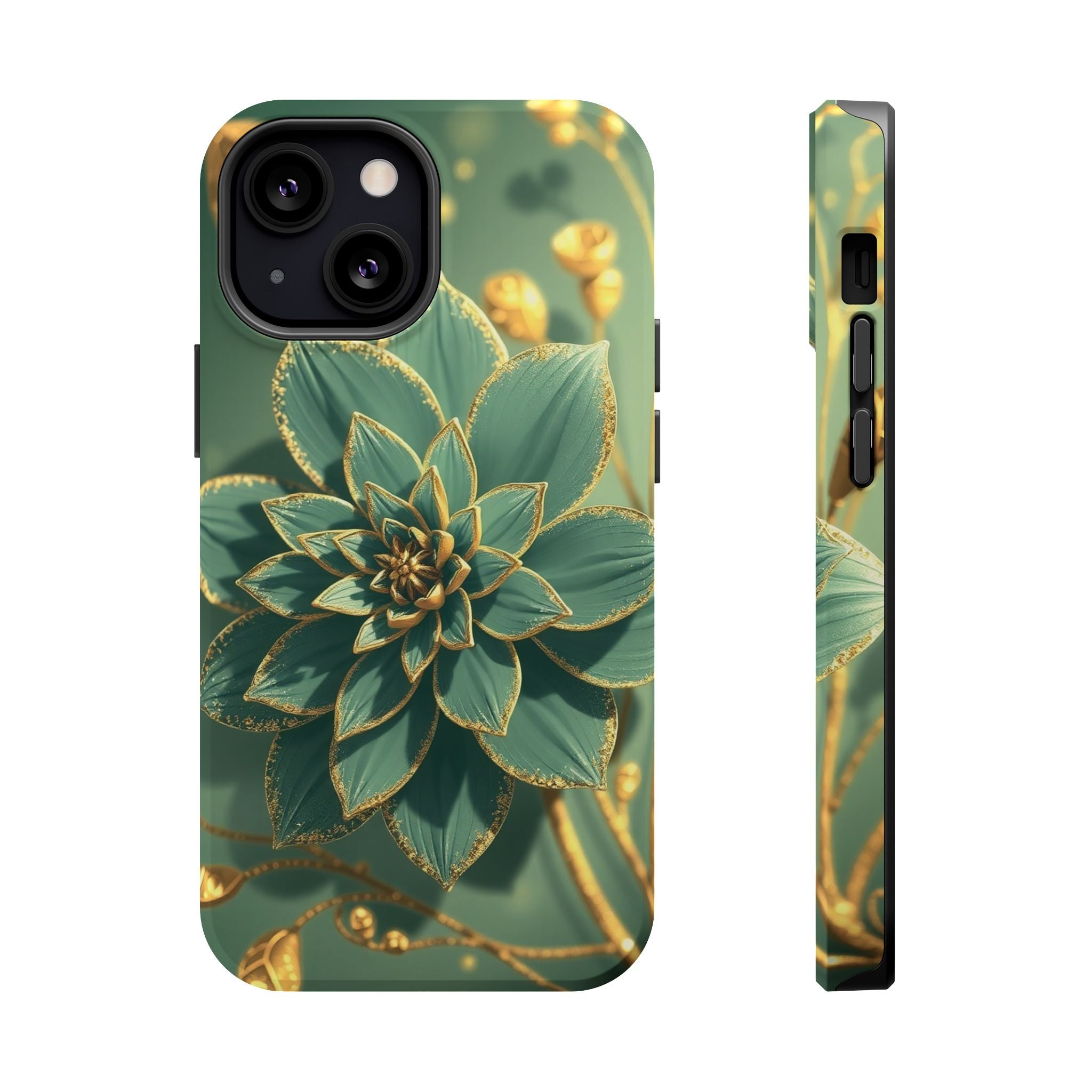iPhone Floral Gold Foil Pixel Art -Bit Slim Everyday Designer Case · iPhone Case