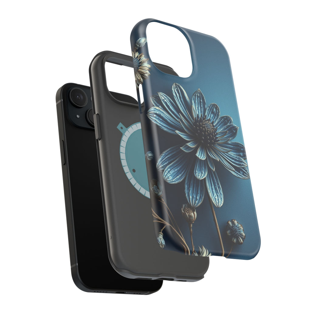 iPhone Midnight Blue And Silver Dried Flower Flat Lay iPhone 15 · iPhone Case
