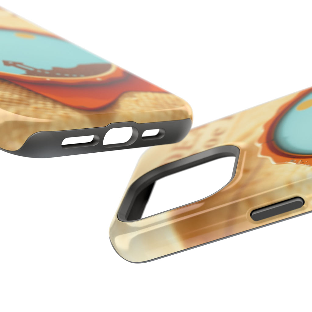 iPhone Burnt Orange And Sand Retro Travel Badge Soft Finish Everyday Case · iPho