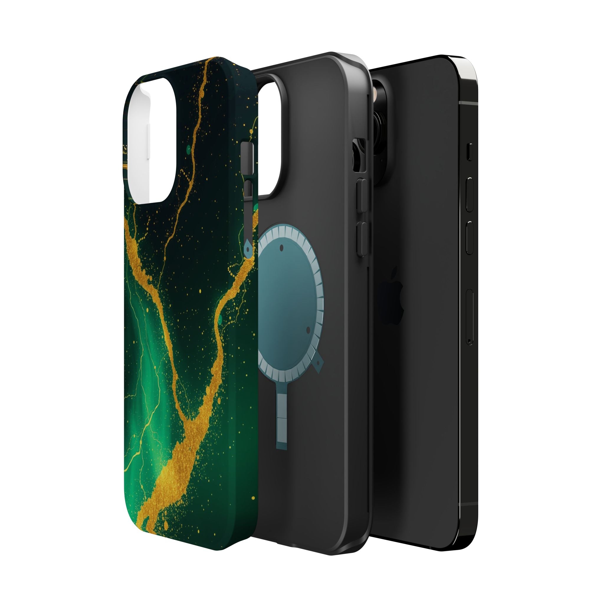 iPhone Emerald Green And Gold Petal Storm Slim iPhone Everyday Designer · iPhone