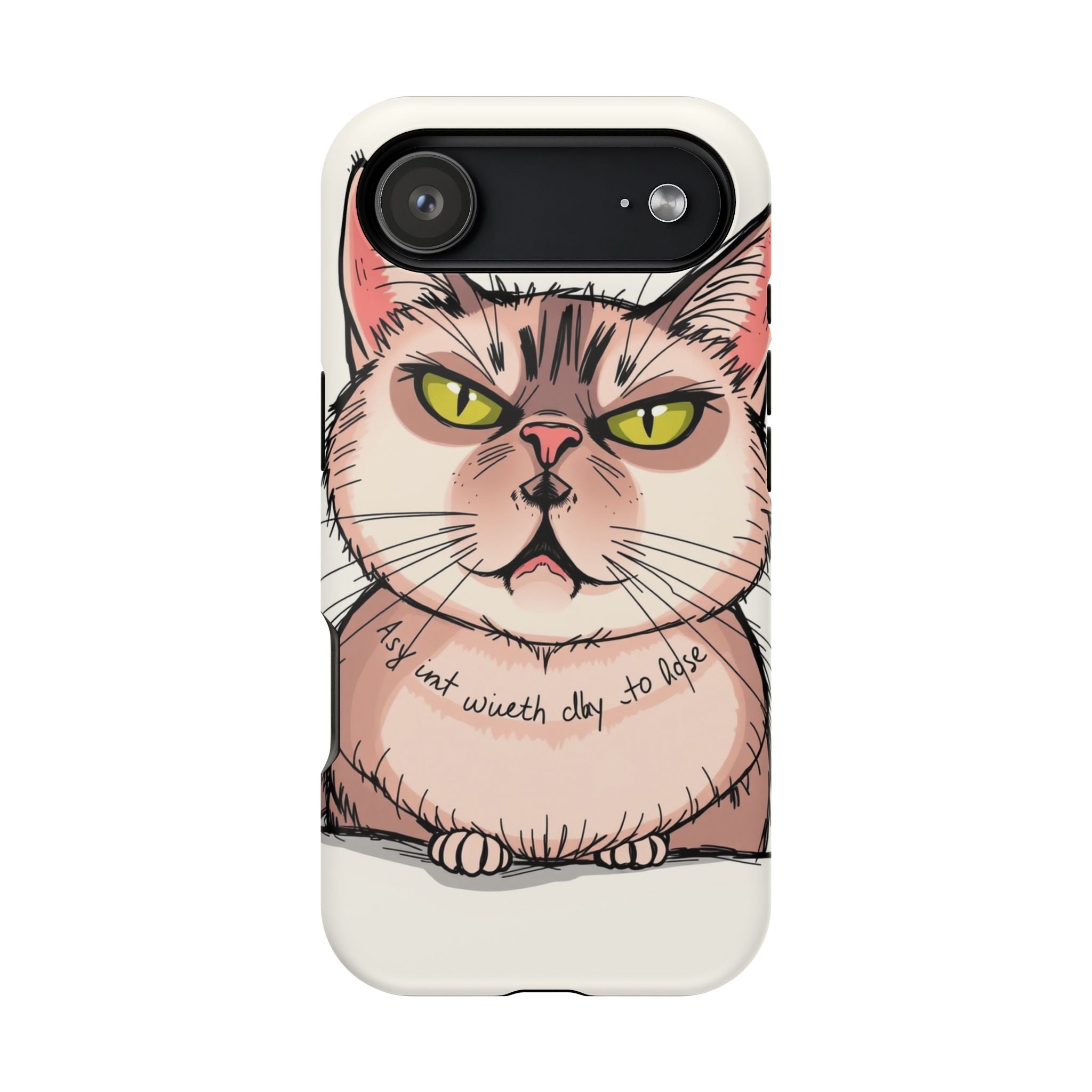 iPhone Sarcastic Cat Verdict Hand-Drawn Sketch Soft Finish Everyday Case · iPhon