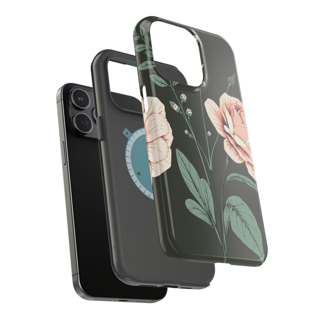 iPhone Mint And Blush Vintage Botanical Print Slim Everyday Designer Case · iPho