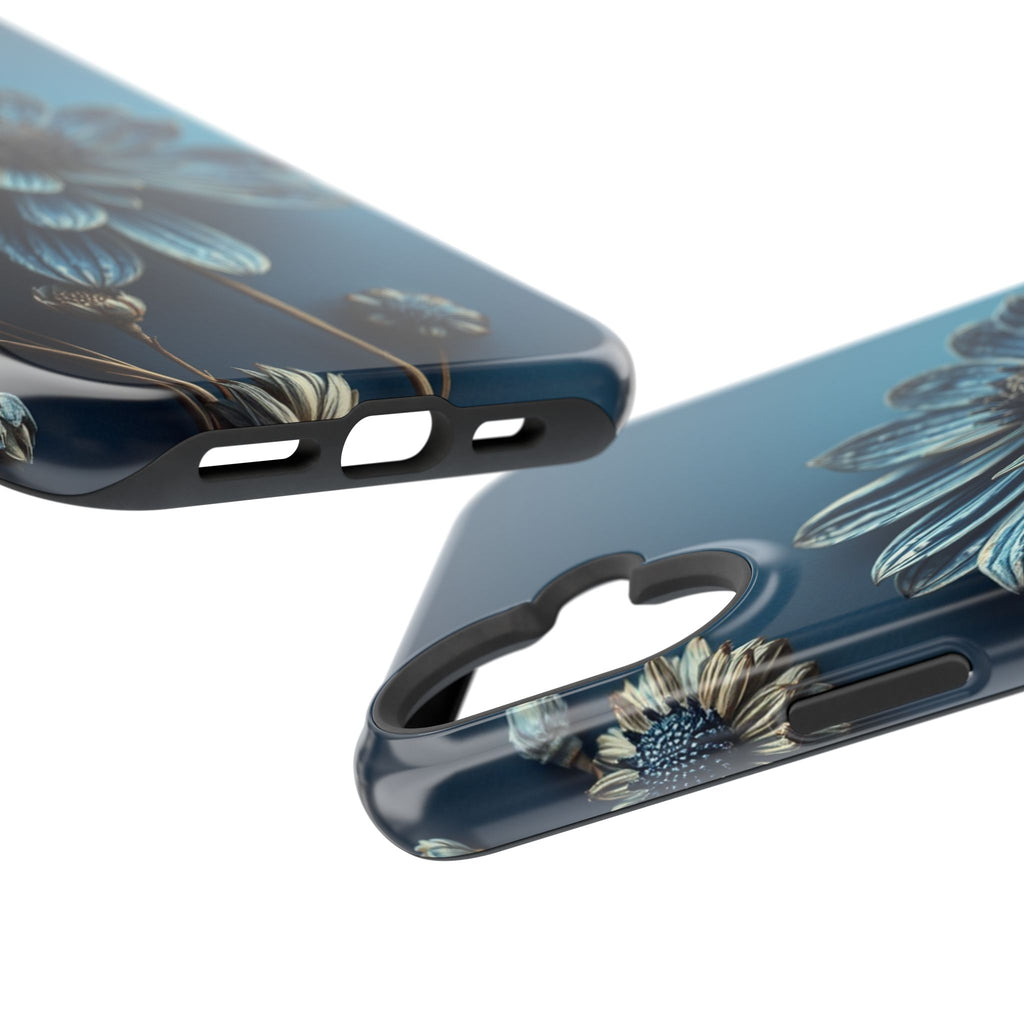iPhone Midnight Blue And Silver Dried Flower Flat Lay iPhone 15 · iPhone Case