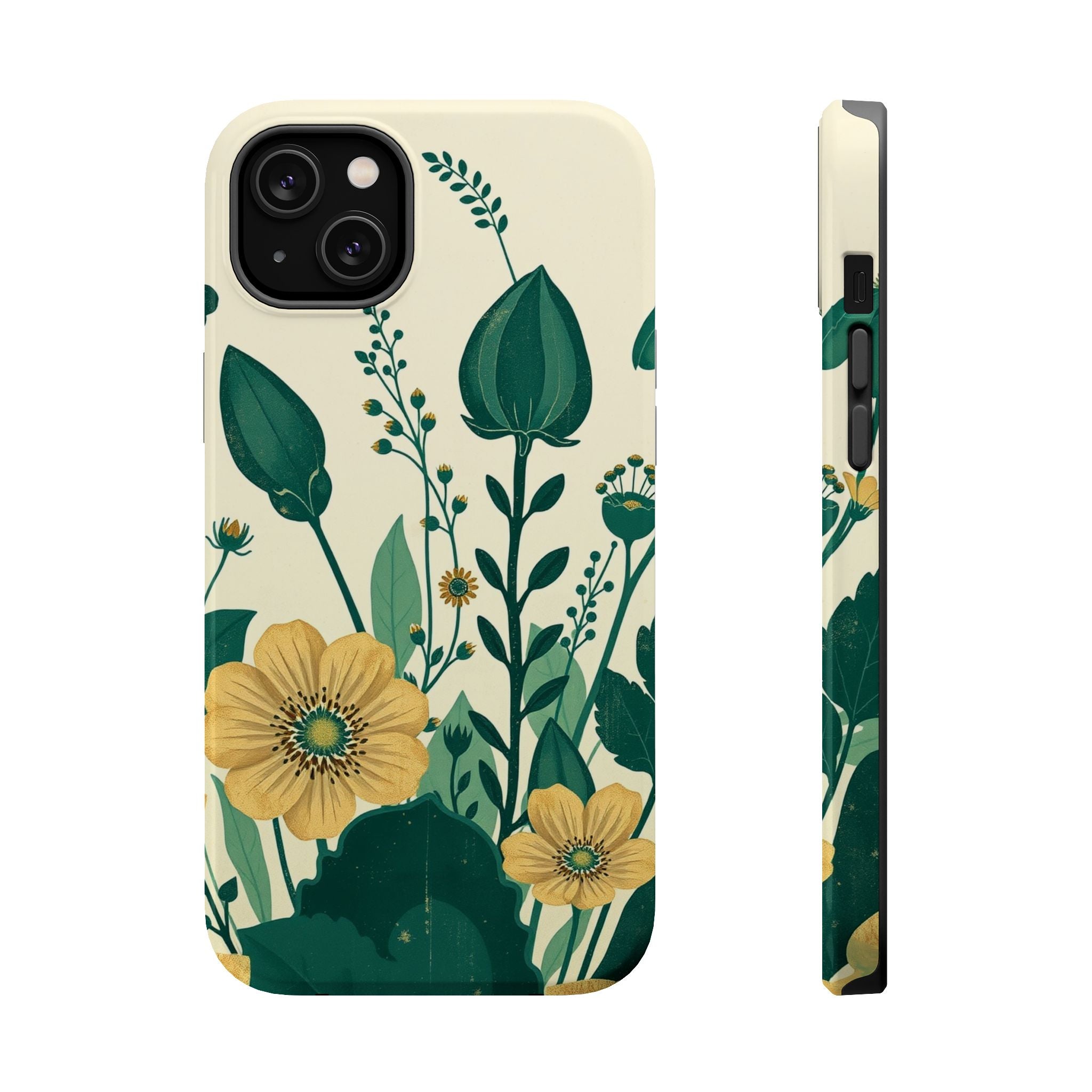 iPhone Emerald Green And Gold Pressed Botanicals Clean iPhone Minimal · iPhone C