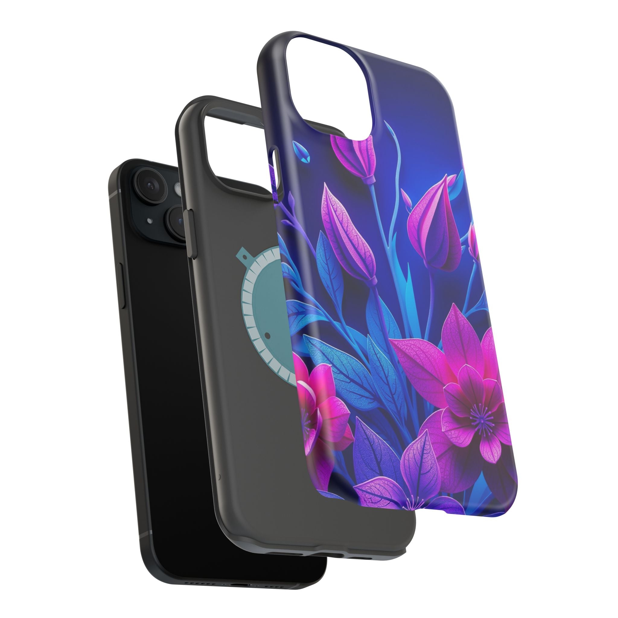 iPhone Neon Floral Paper Cut Art Bold Modern Everyday Snap Case · iPhone Case