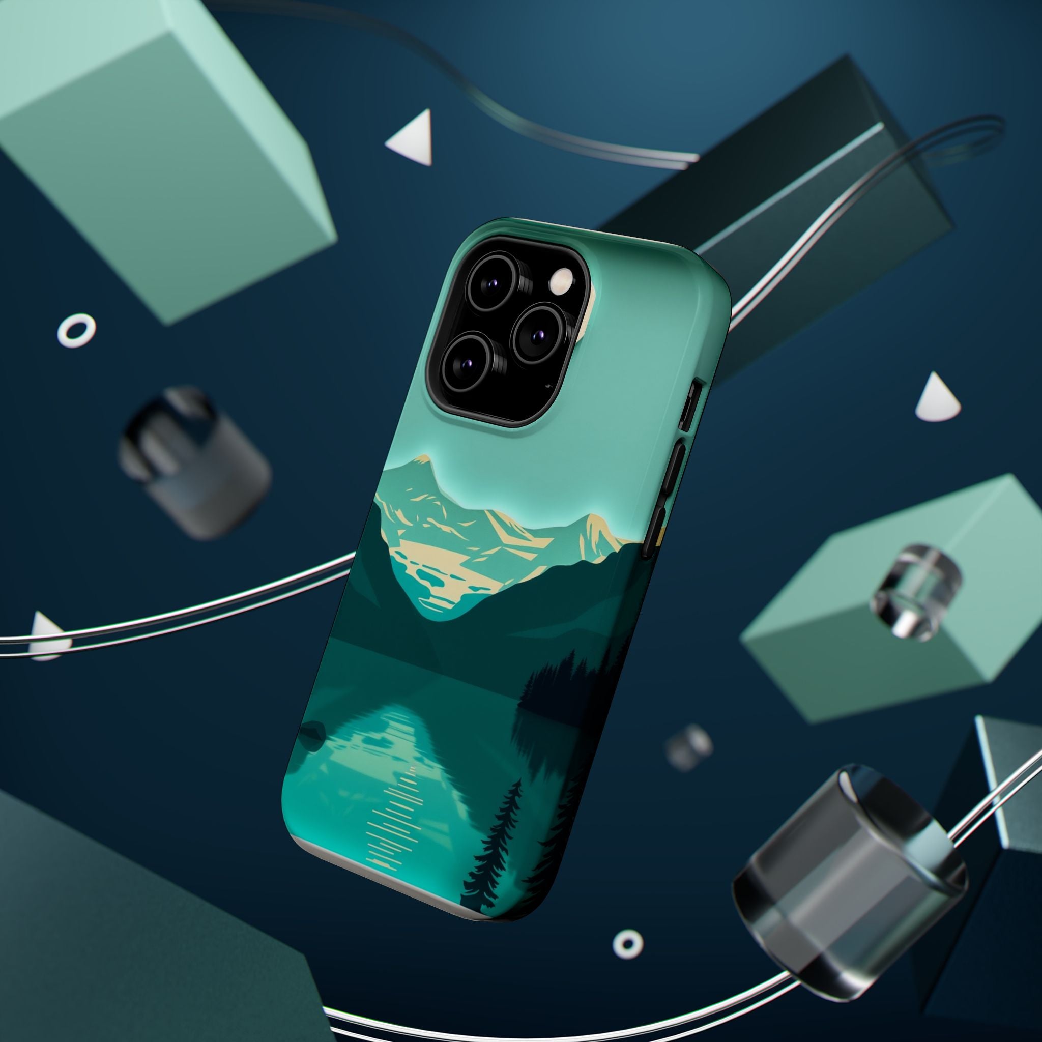 iPhone Glacier Lake Paper Cut Art Bold Modern Everyday Snap Case · iPhone Case