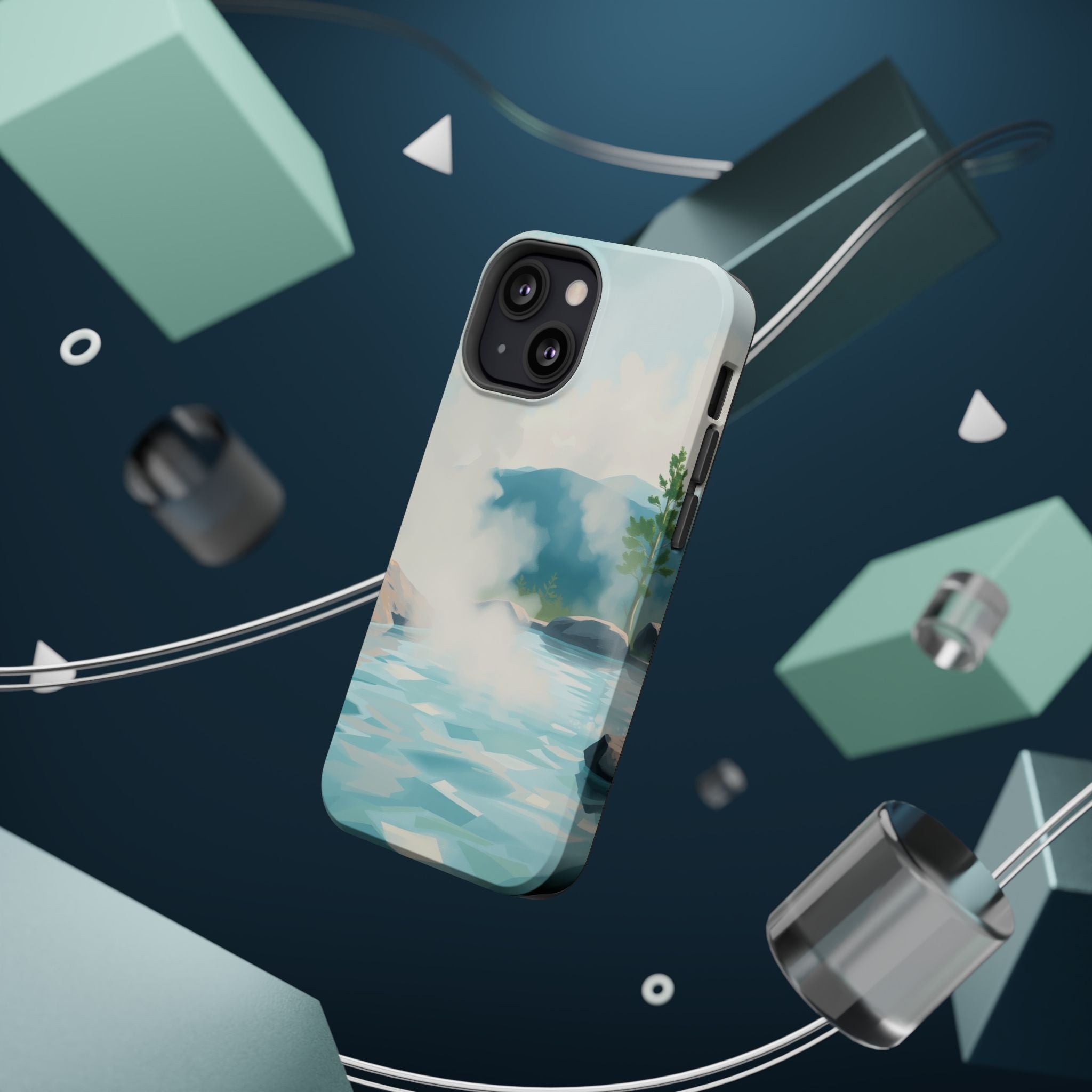iPhone Mint And Blush Hot Spring Steam Slim Everyday Designer Case · iPhone Case