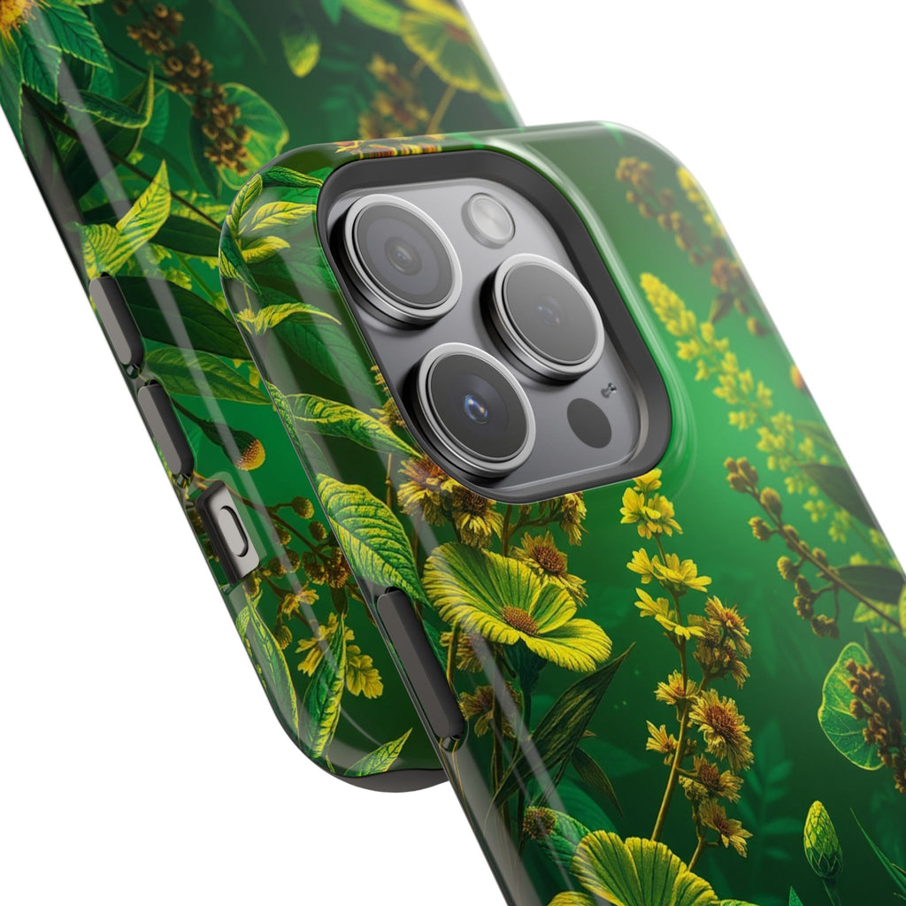 iPhone Emerald Green And Gold Vintage Botanicals Print Slim Snap Case · iPhone C