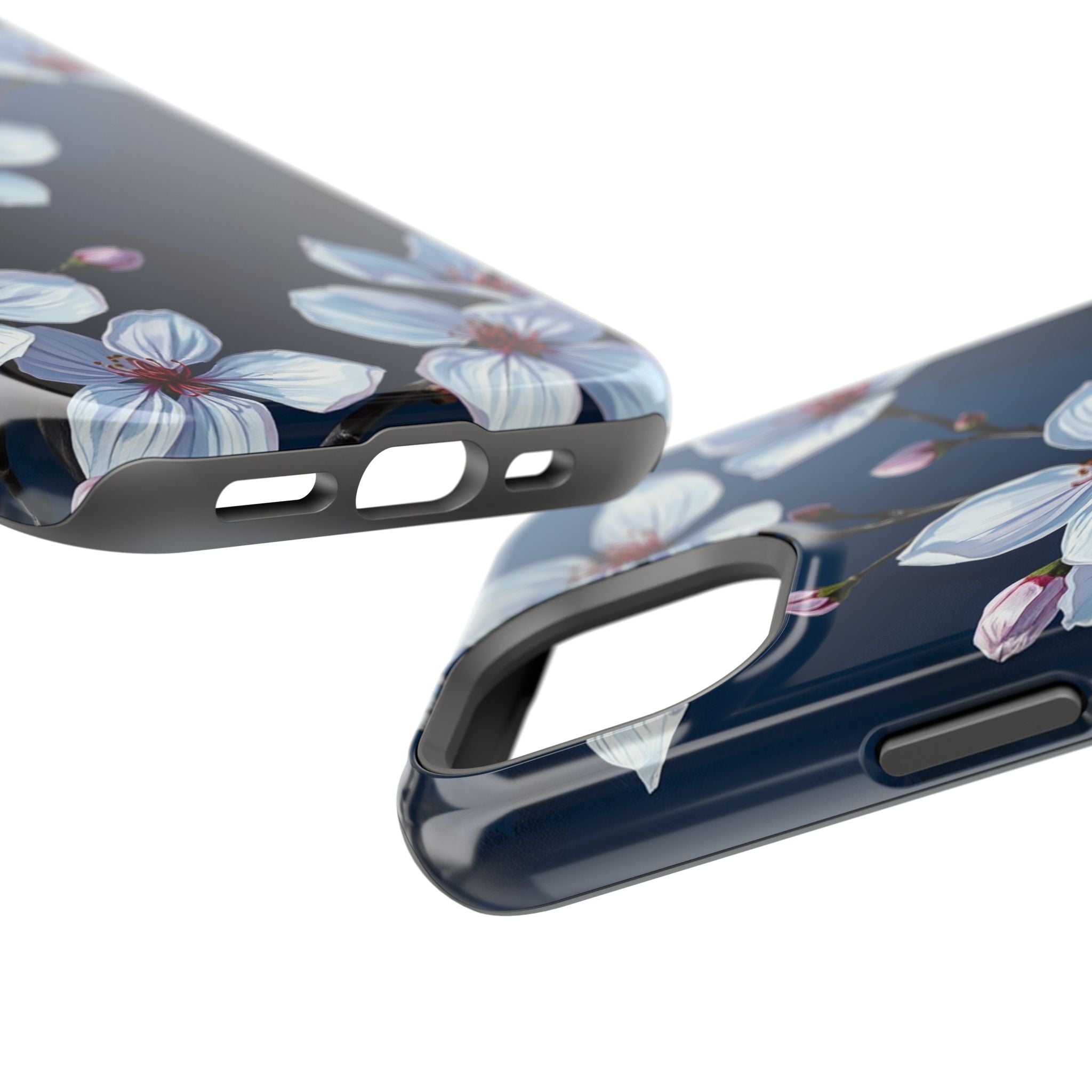 iPhone Midnight Blue And Silver Cherry Blossom Soft iPhone Finish · iPhone Case