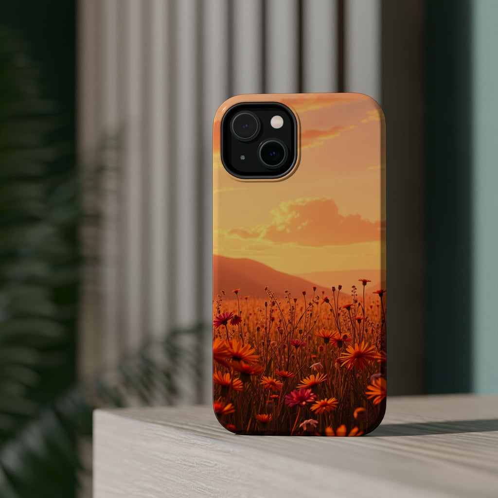 iPhone Sunset Amber And Peach Wildflower Field Soft iPhone Finish · iPhone Case