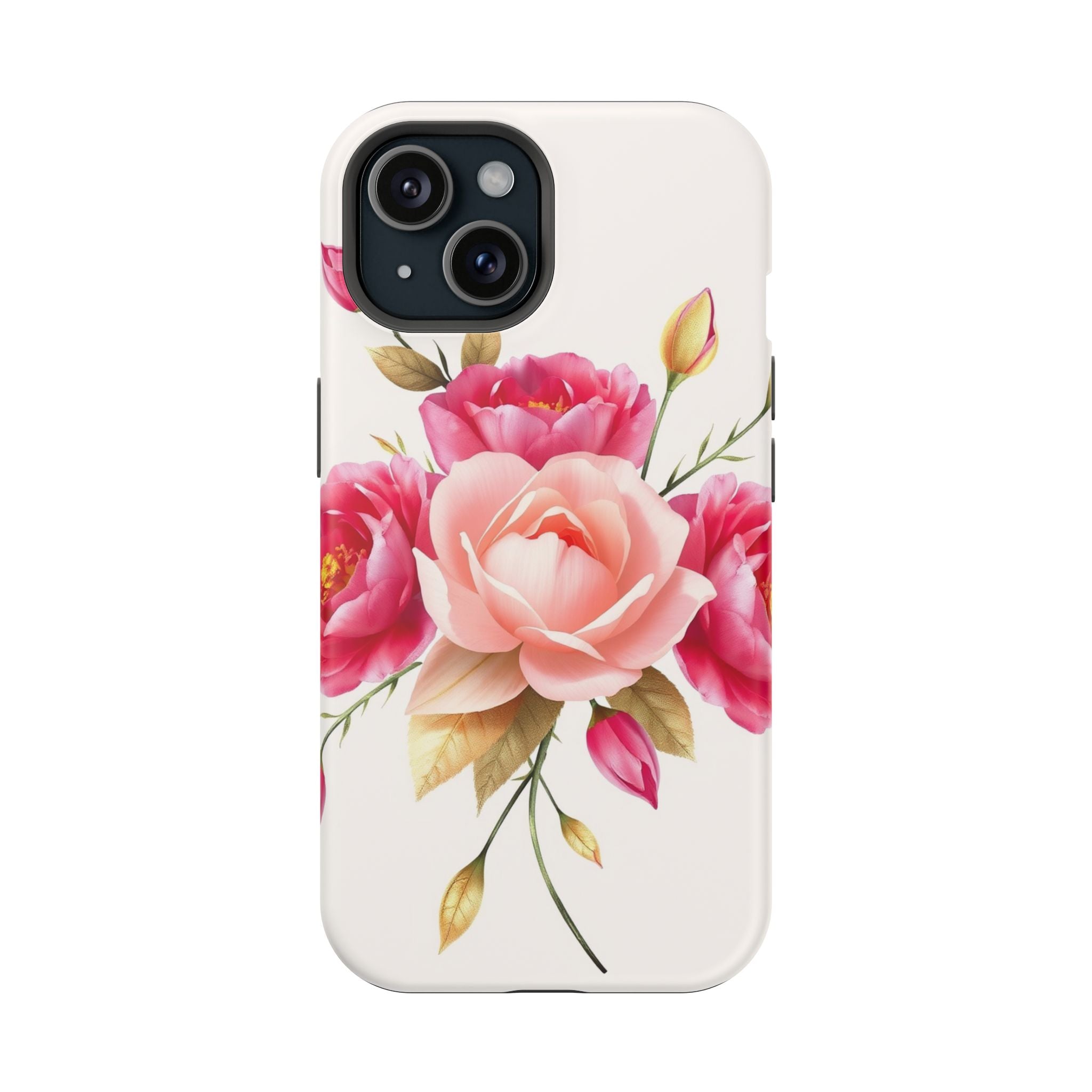 iPhone Rose Pink And Cream Neon Floral Slim Everyday Designer Case · iPhone Case