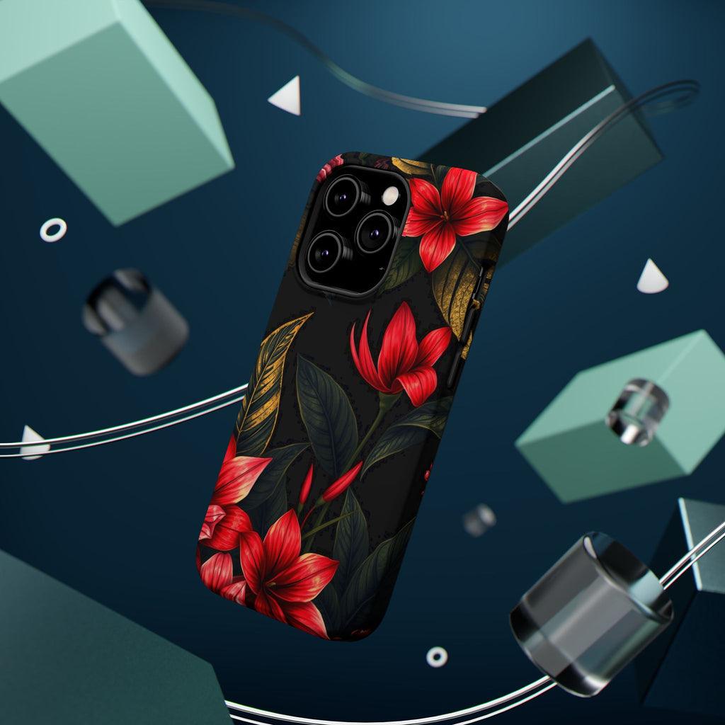 iPhone Black And Crimson Jungle Floral Slim Everyday Designer Case · iPhone Case