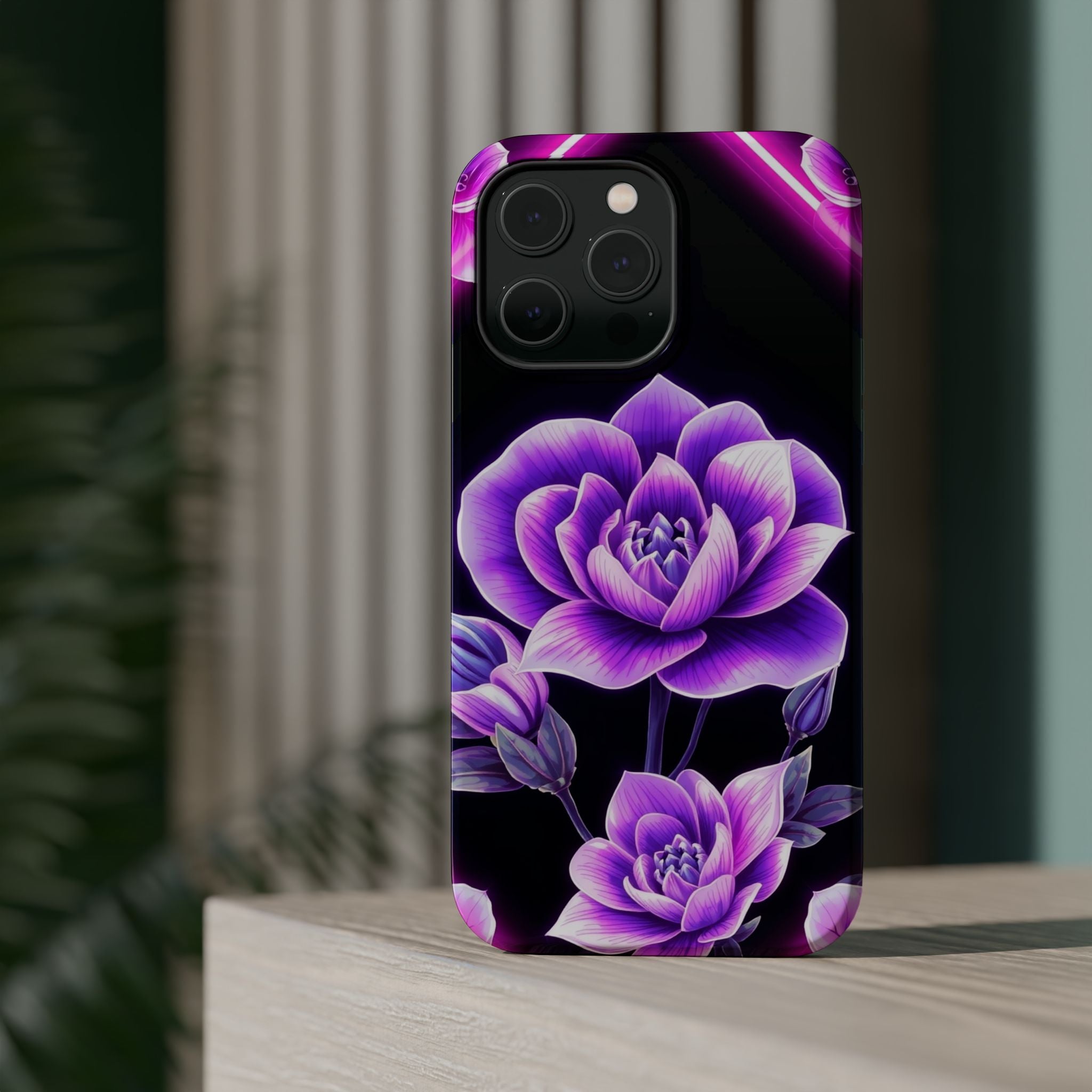 iPhone Floral Ombre Neon Cyberpunk Bold Modern Everyday Snap Case · iPhone Case
