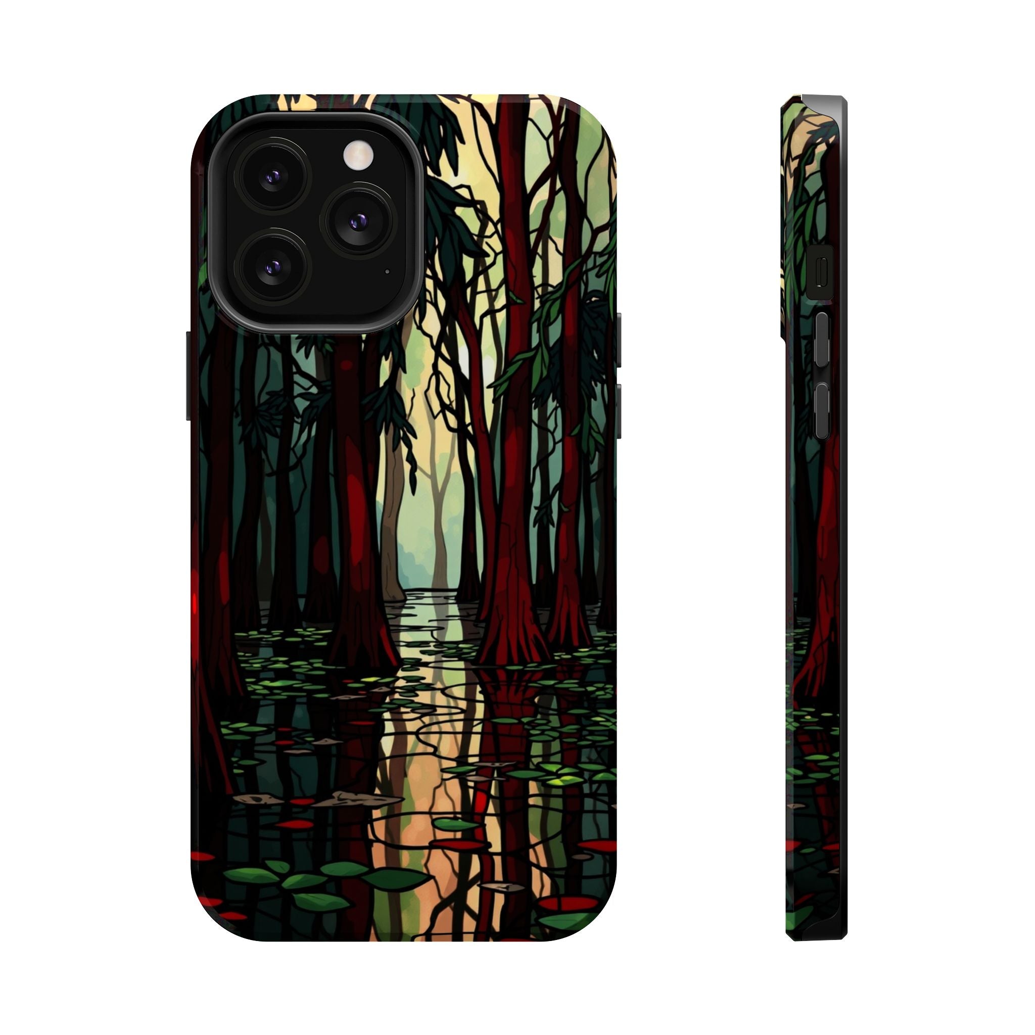 iPhone Black And Crimson Cypress Swamp Slim Everyday Designer Case · iPhone Case