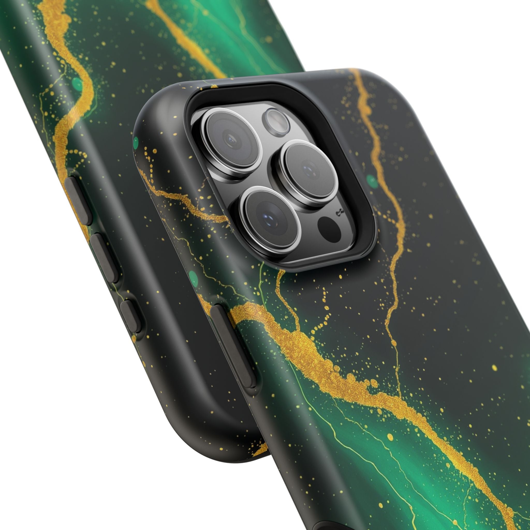 iPhone Emerald Green And Gold Petal Storm Slim iPhone Everyday Designer · iPhone