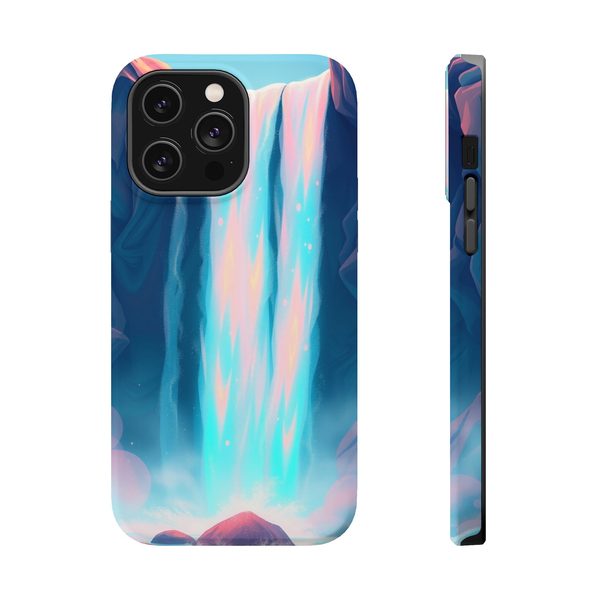 iPhone Teal And Coral Waterfall Mist Slim Everyday Designer Case · iPhone Case