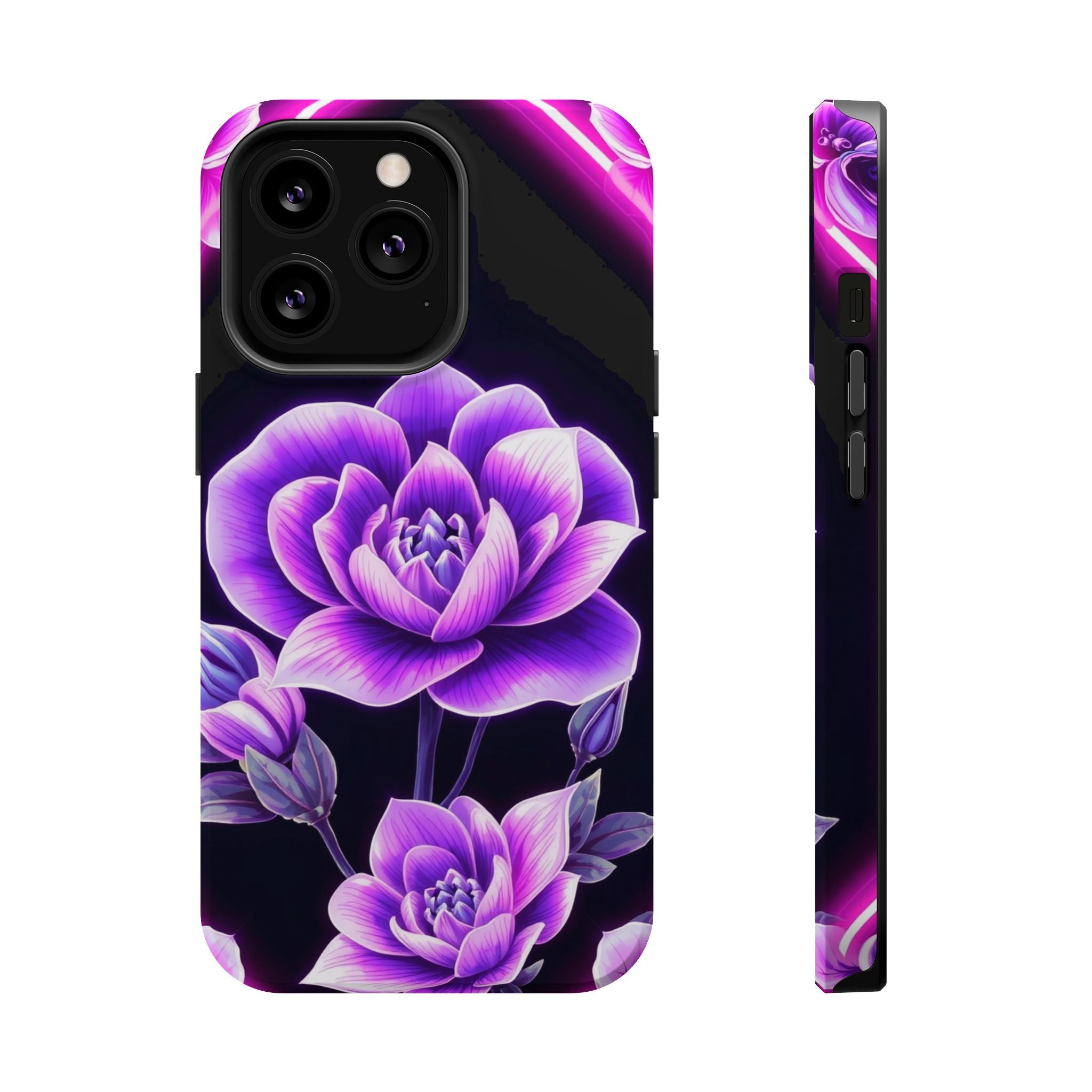 iPhone Floral Ombre Neon Cyberpunk Bold Modern Everyday Snap Case · iPhone Case