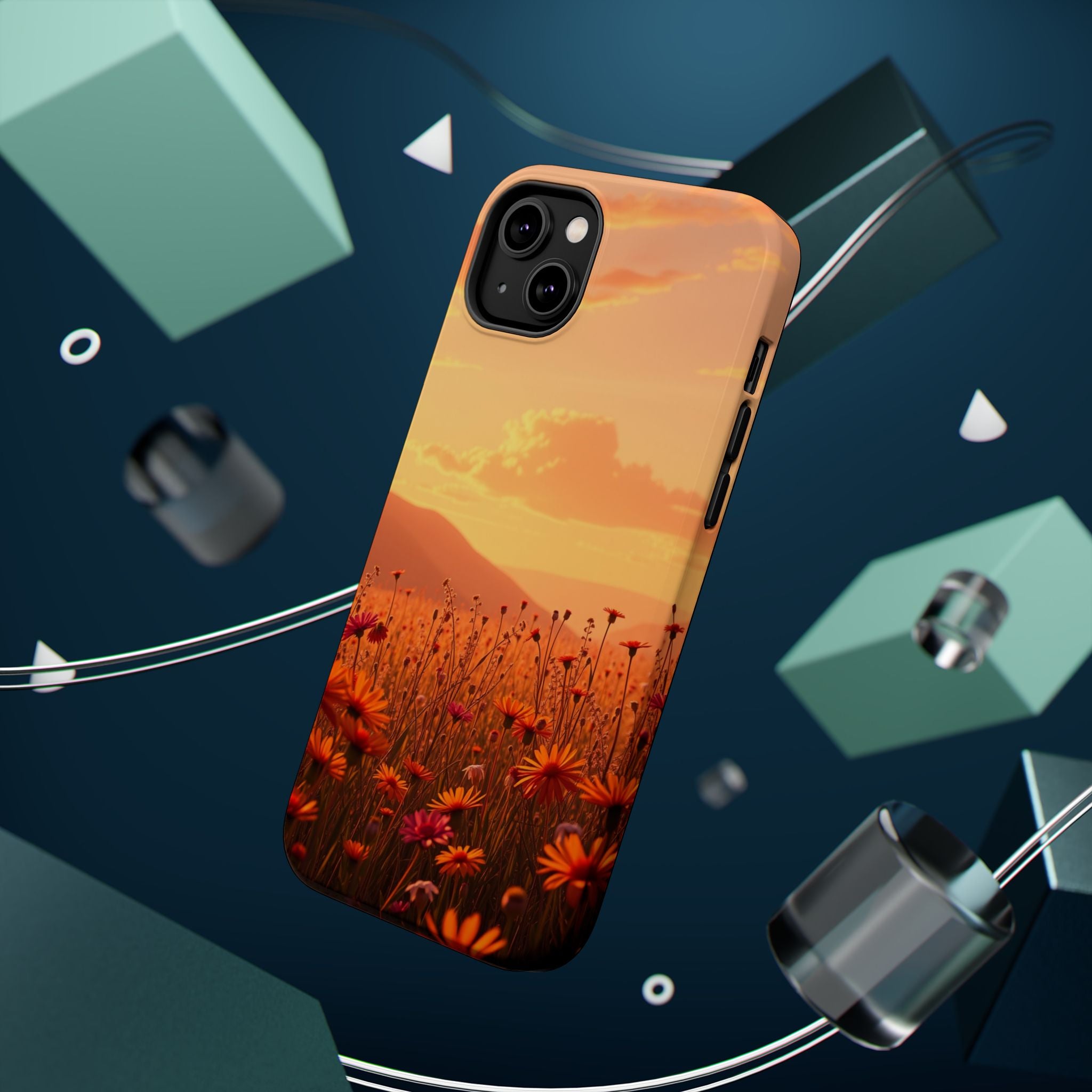 iPhone Sunset Amber And Peach Wildflower Field Soft iPhone Finish · iPhone Case