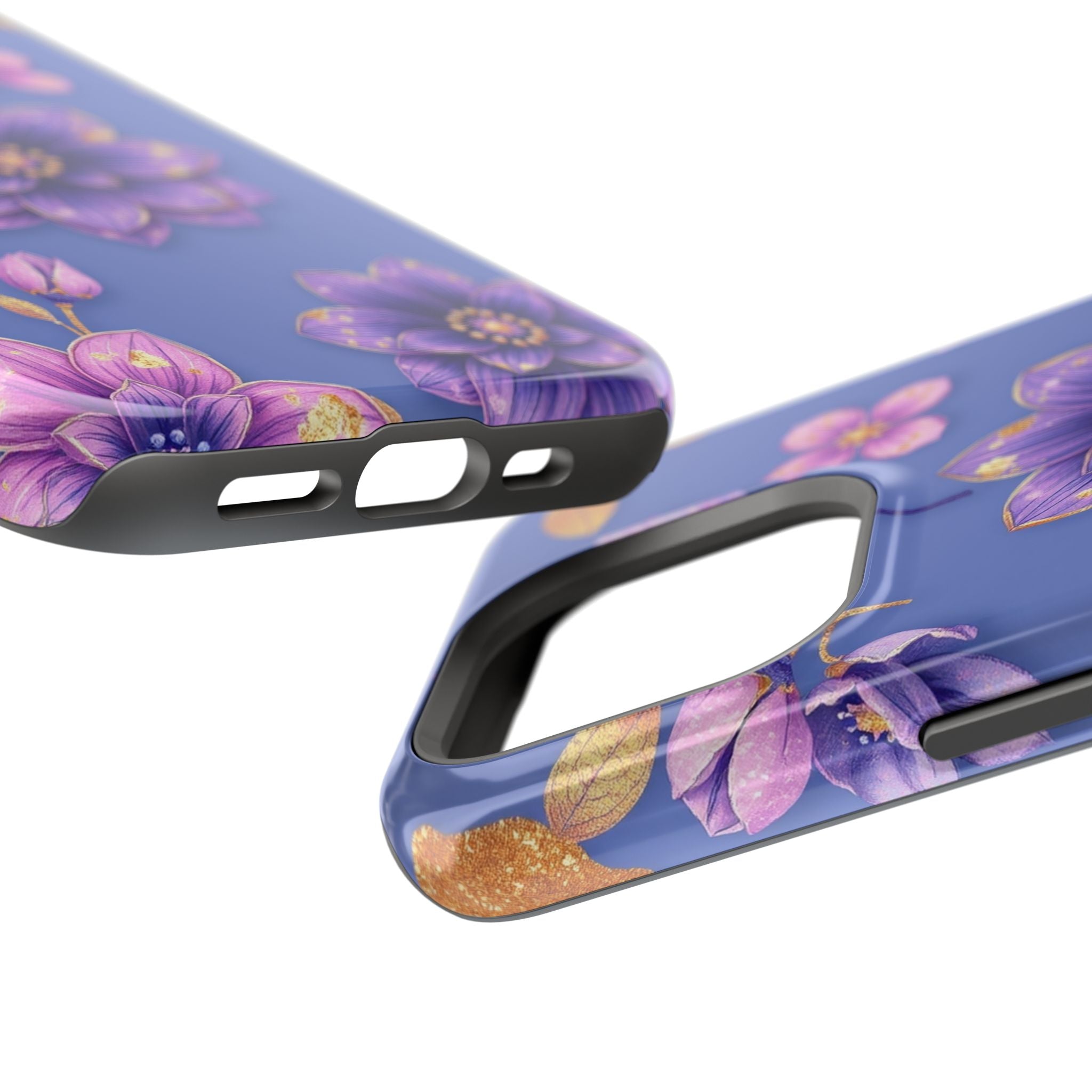 iPhone Indigo And Violet Floral Gold Foil Slim iPhone Everyday Designer · iPhone