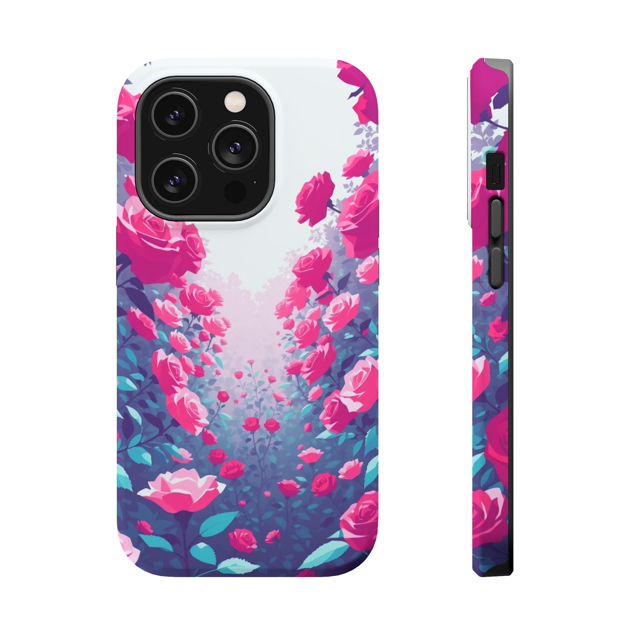 iPhone Cyan And Magenta Rose Garden Slim Everyday Designer Case · iPhone Case
