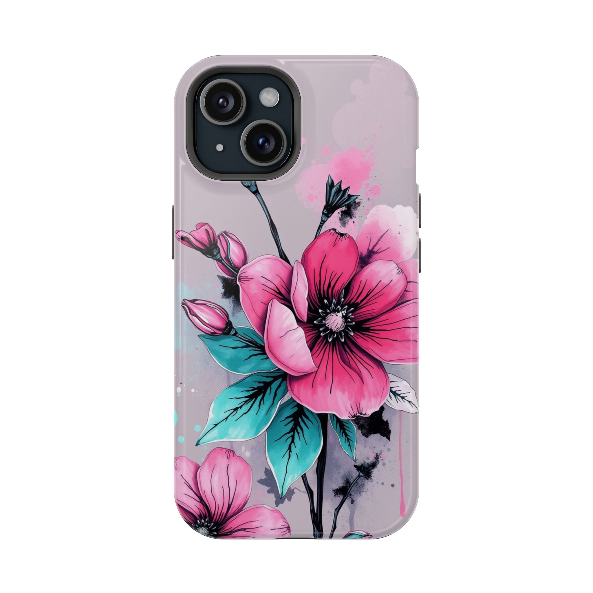 iPhone Mint And Blush Floral Ink Wash Slim Everyday Designer Case · iPhone Case