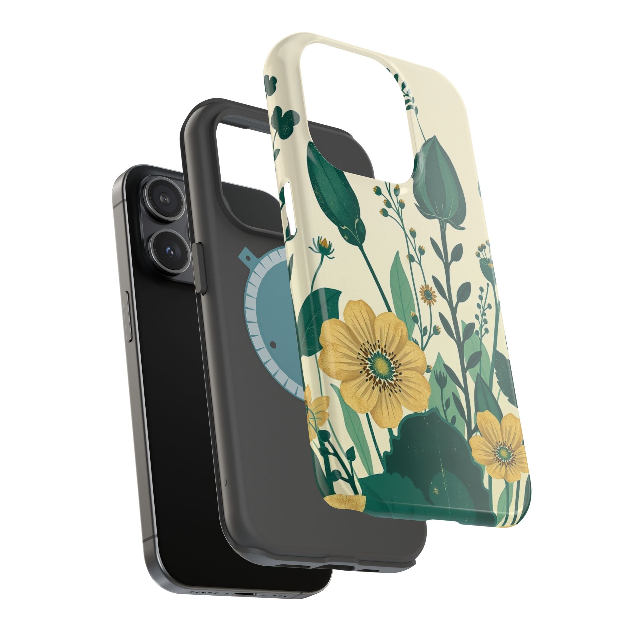 iPhone Emerald Green And Gold Pressed Botanicals Clean iPhone Minimal · iPhone C