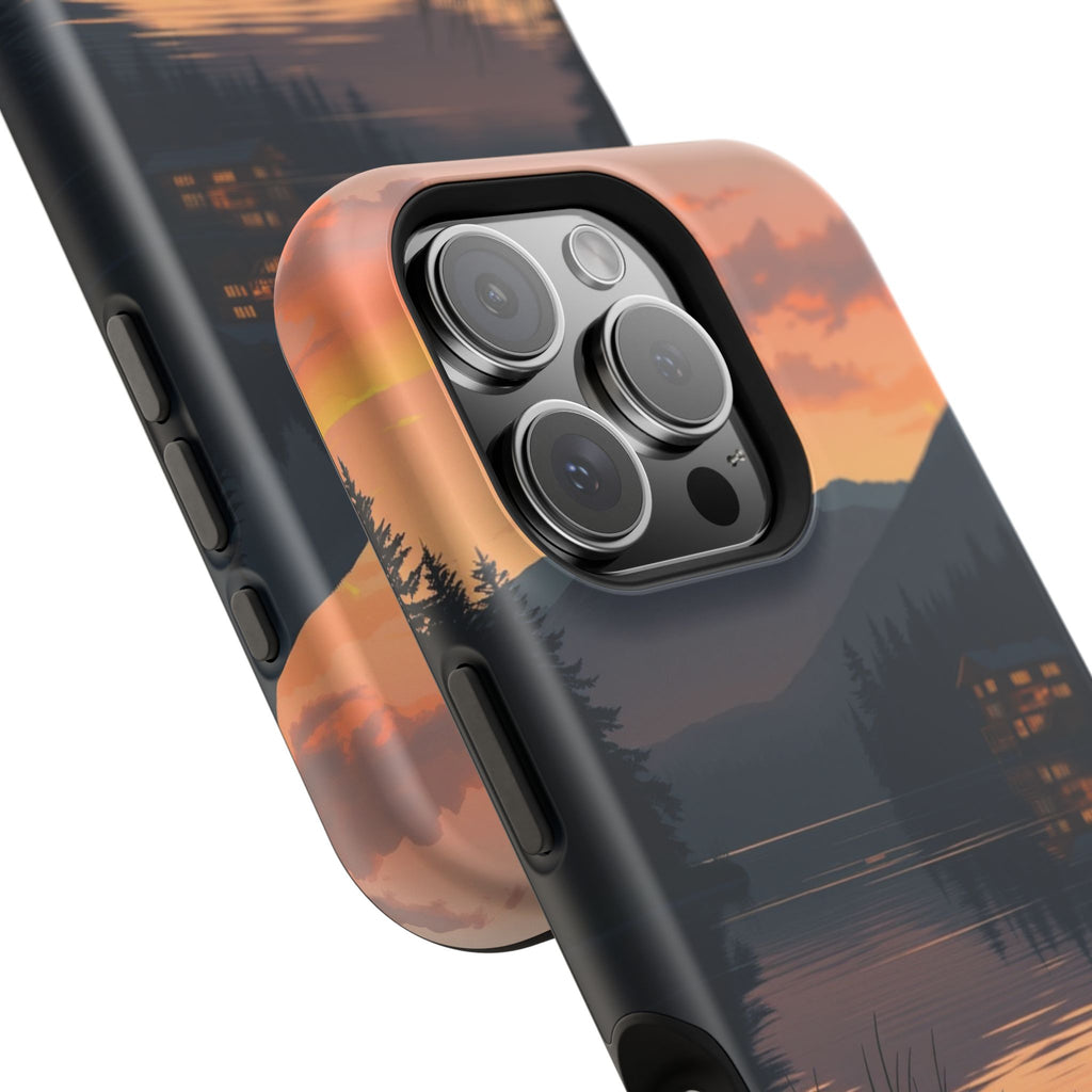 iPhone Sunset Amber And Peach Lake at Twilight Soft iPhone Finish · iPhone Case